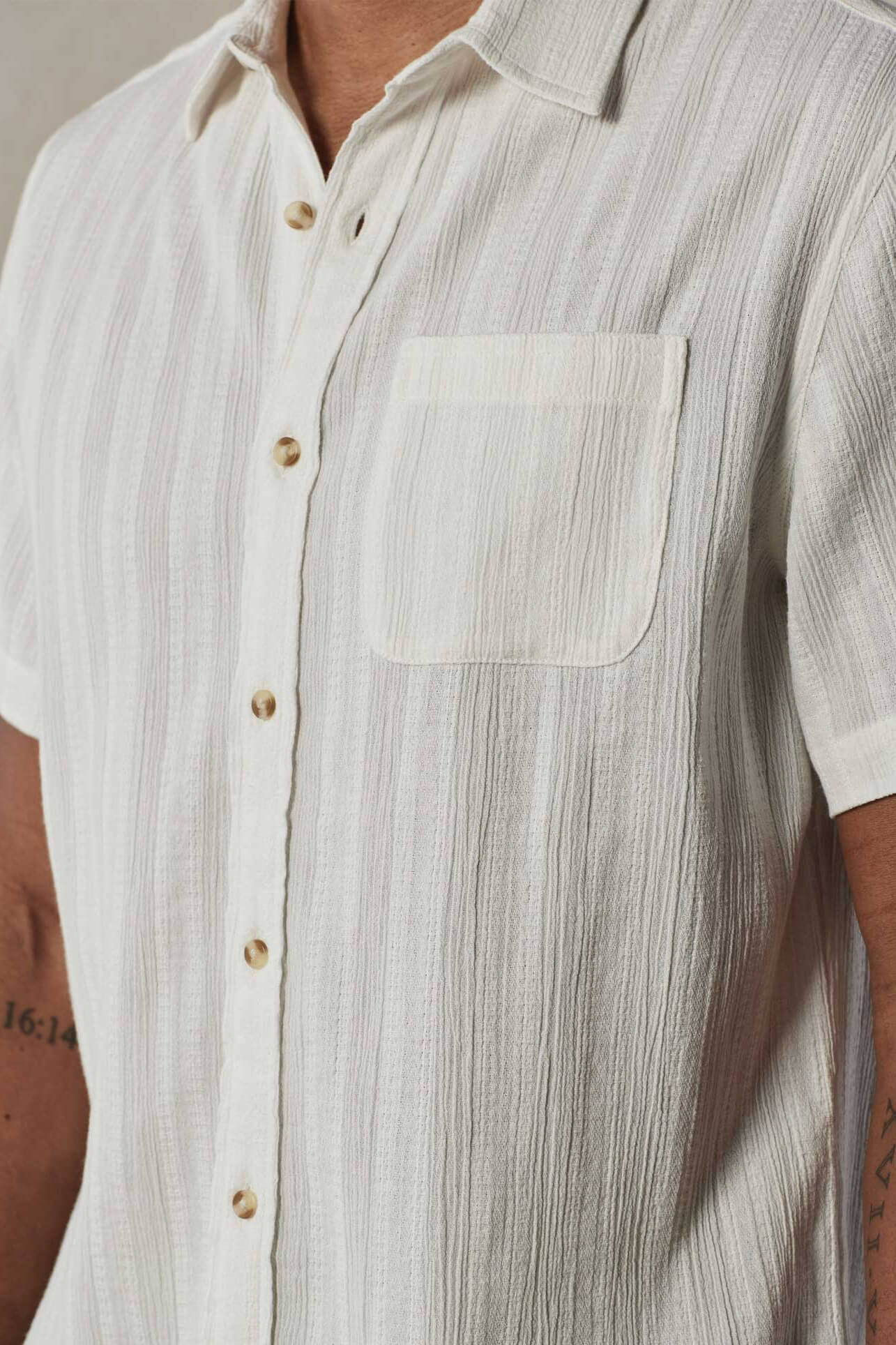 The Normal Brand Freshwater button up shirt in ivory crinkle