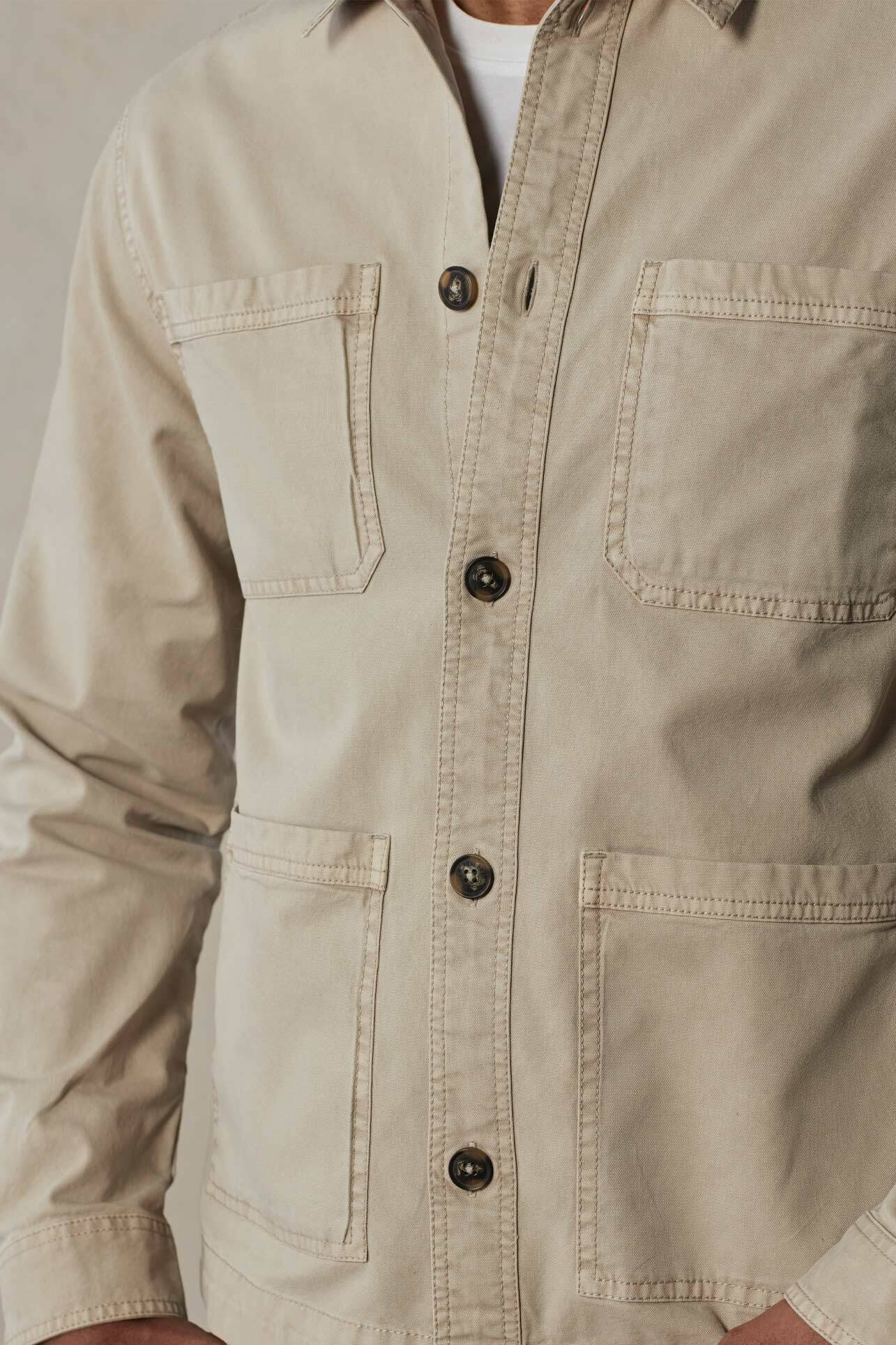 The Normal Brand James canvas overshirt in sand dune