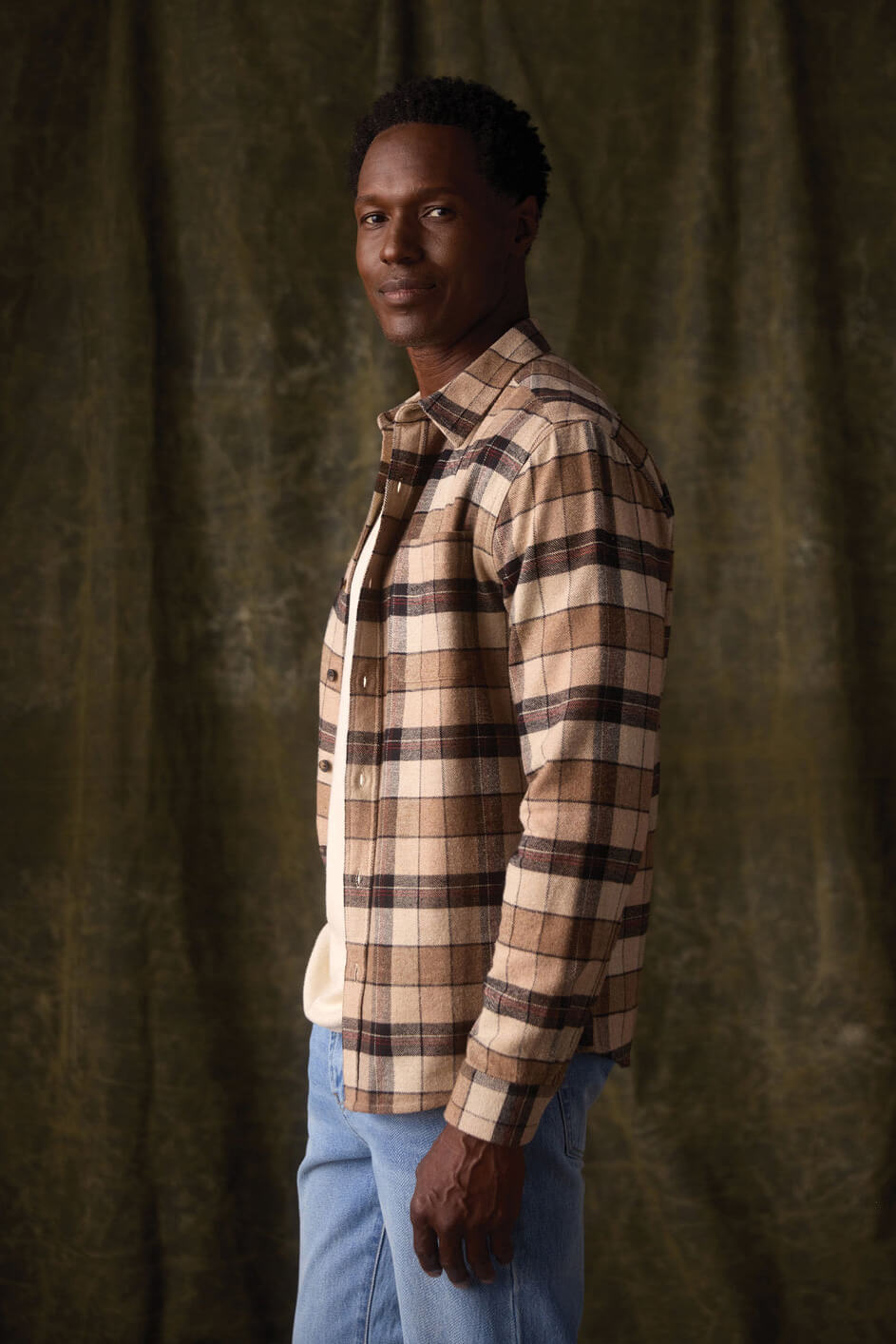 The Normal Brand Louis Heavyweight Flannel in mink plaid