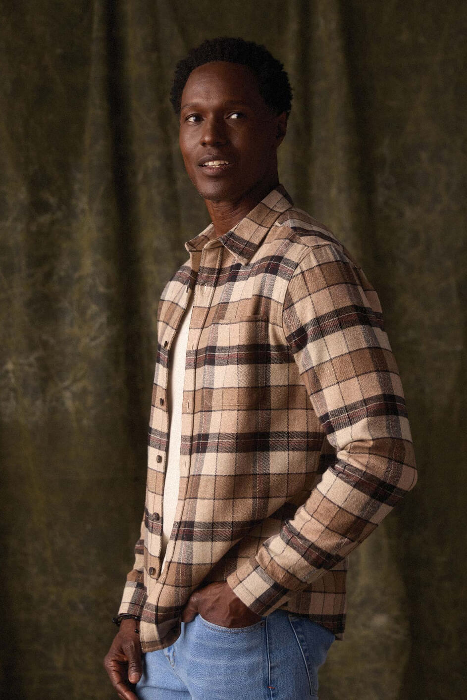 The Normal Brand Louis Heavyweight Flannel in mink plaid