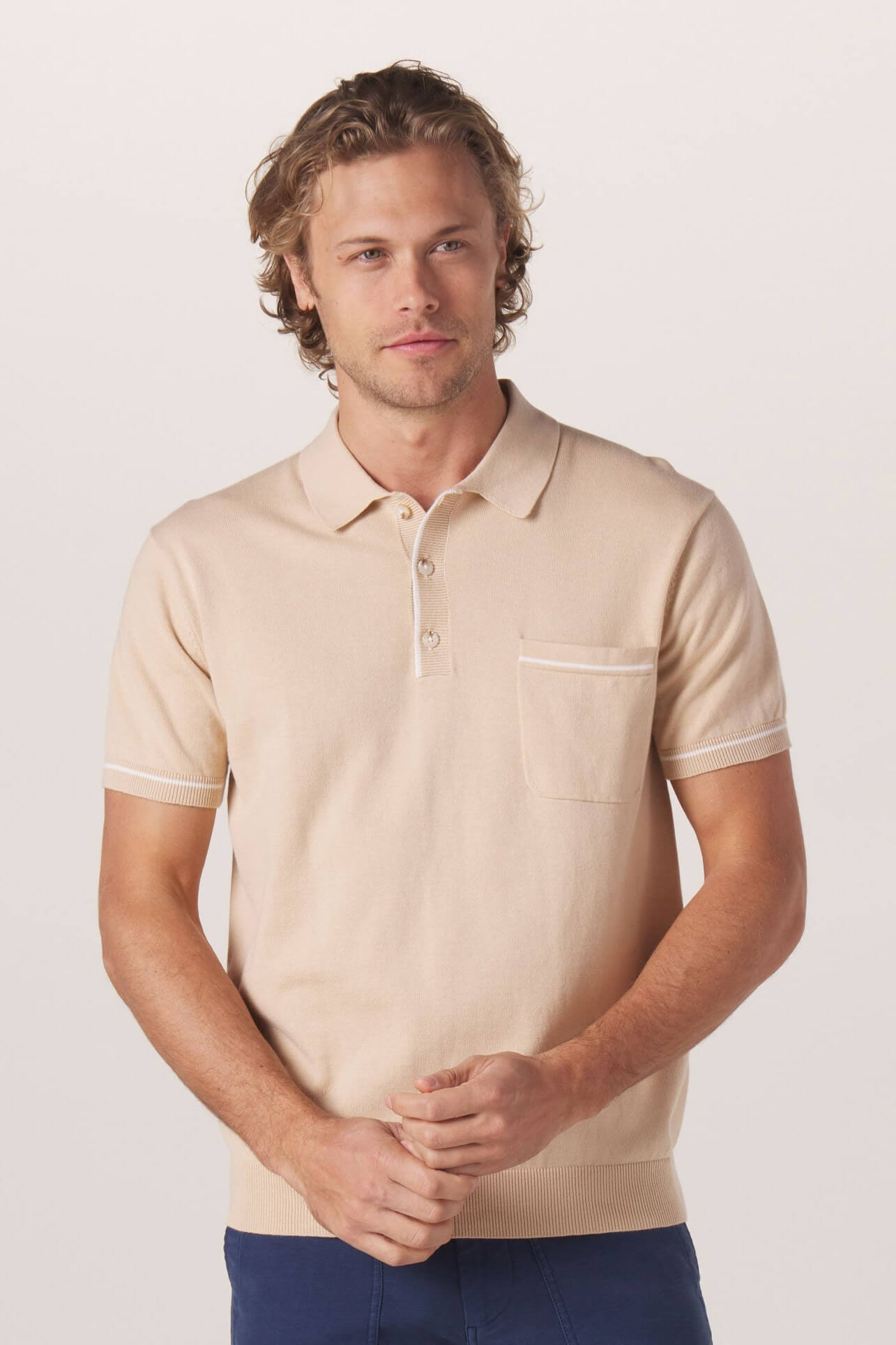 The Normal Brand Robles Knit Polo in cream