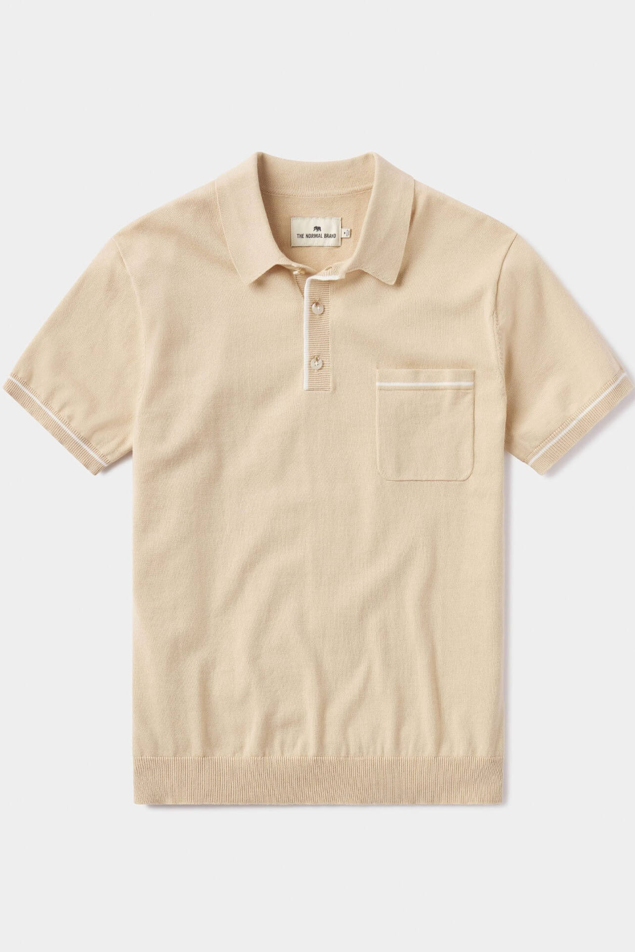 The Normal Brand Robles Knit Polo in cream