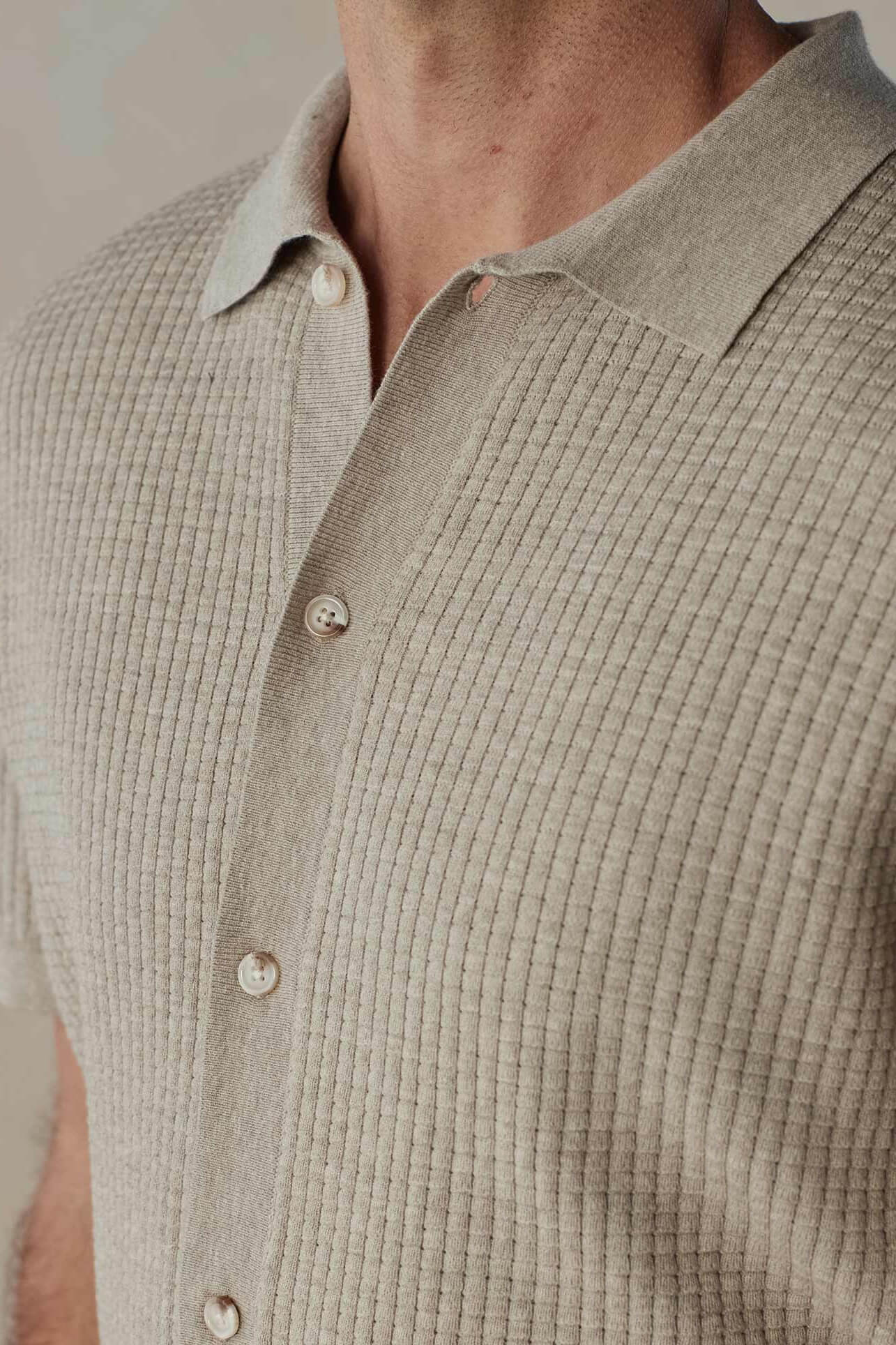 The Normal Brand waffle stitch button up in flax