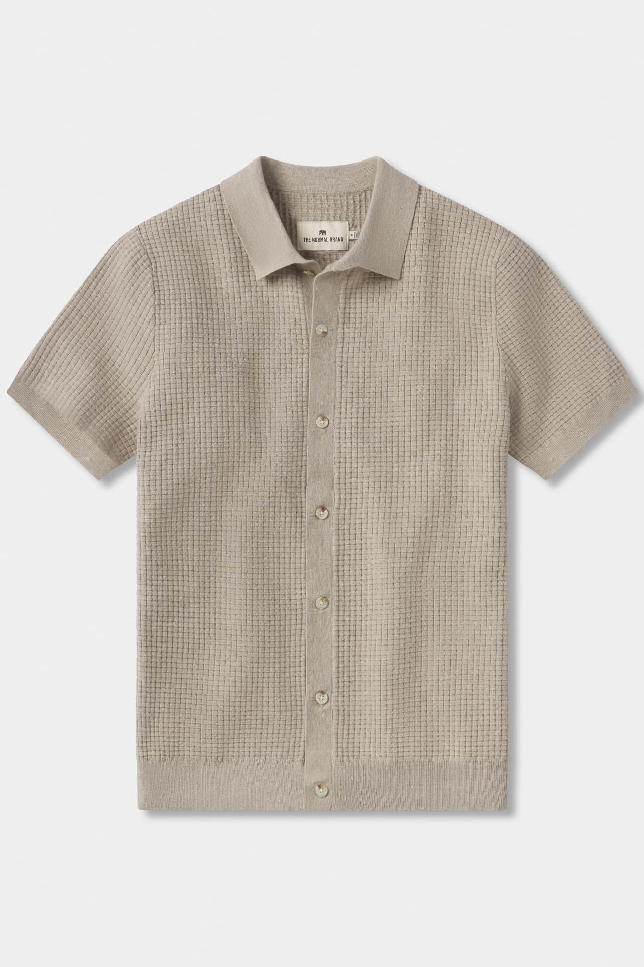 The Normal Brand waffle stitch button up in flax