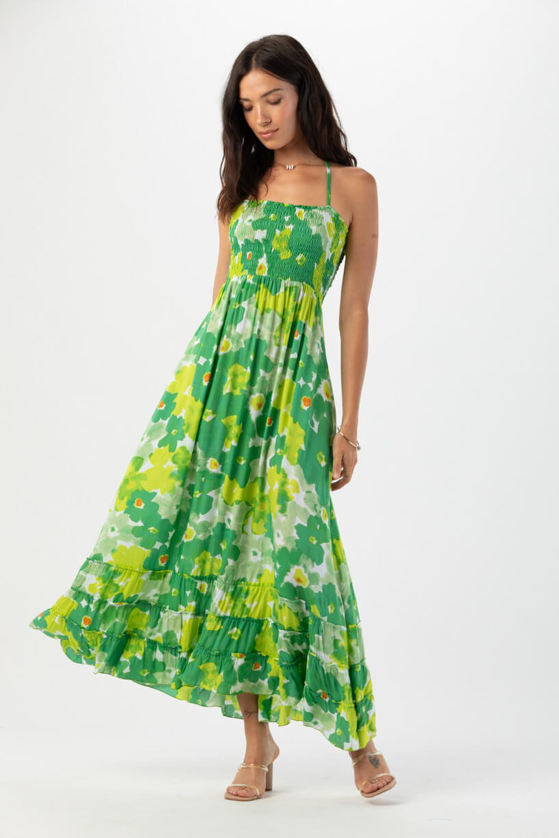 Tiare Hawaii bellini maxi dress in watercolor dreams green