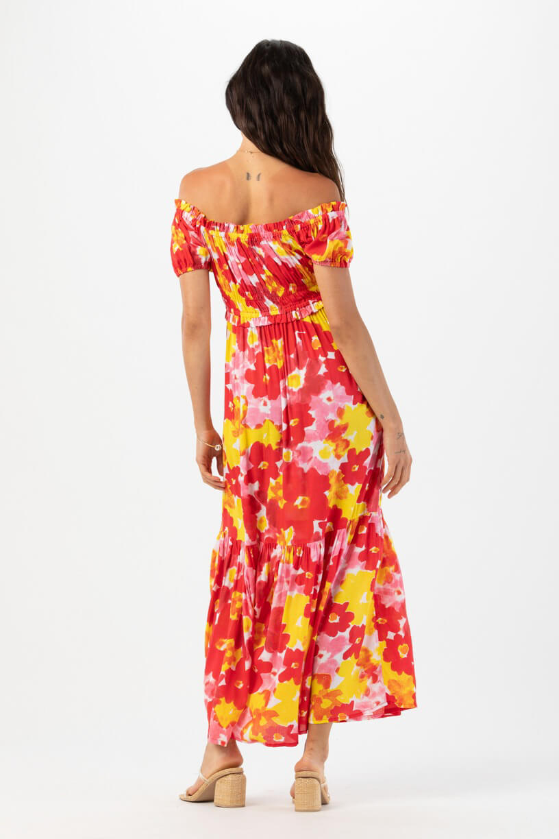Tiare Hawaii blossom maxi dress in watercolor dreams red