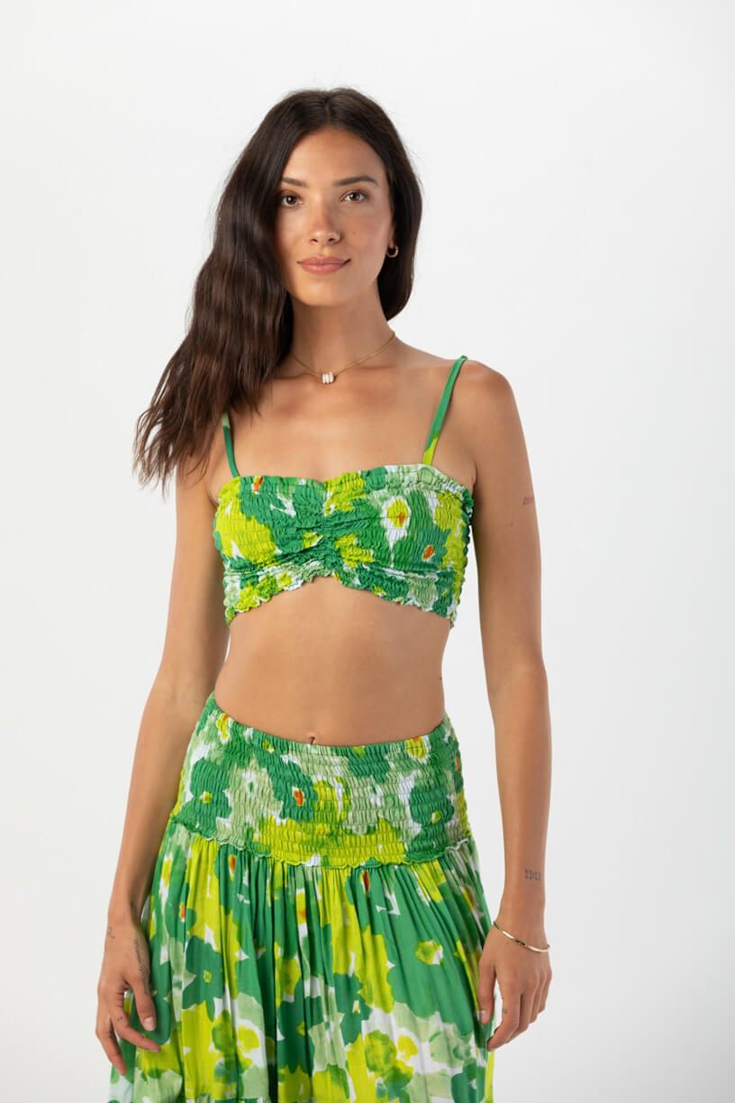 Tiare Hawaii Havana top in watercolor dreams green