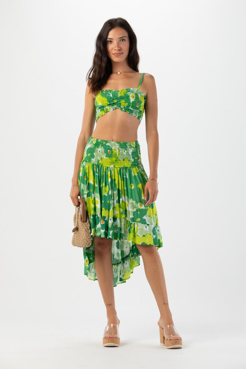 Tiare Hawaii Marina skirt in watercolor dreams green