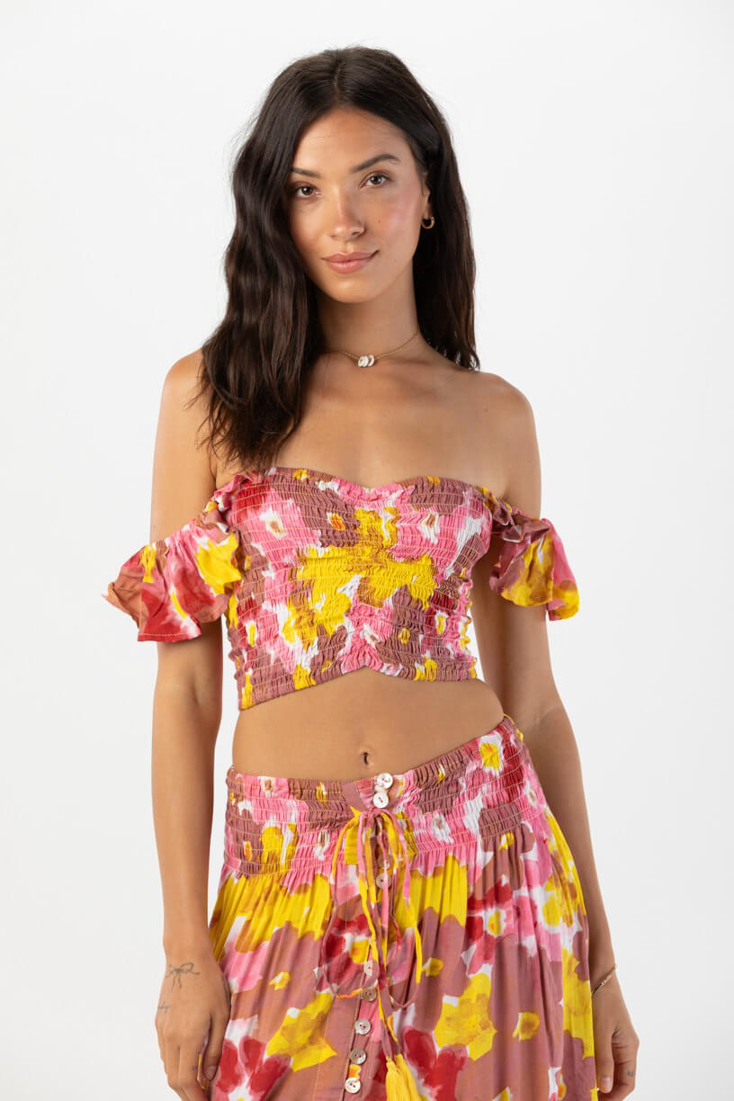 Tiare Hawaii Hollie crop top in watercolor dreams mauve