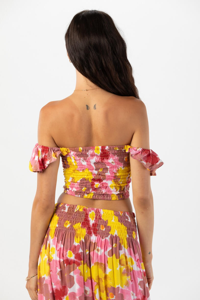 Tiare Hawaii Hollie crop top in watercolor dreams mauve