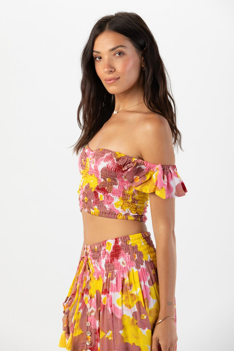 Tiare Hawaii Hollie crop top in watercolor dreams mauve