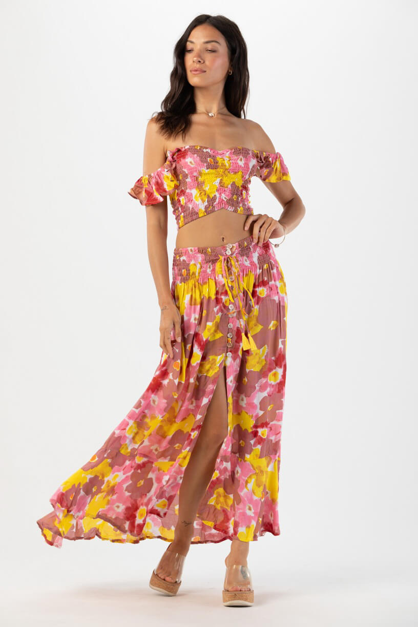 Tiare Hawaii Hollie crop top in watercolor dreams mauve