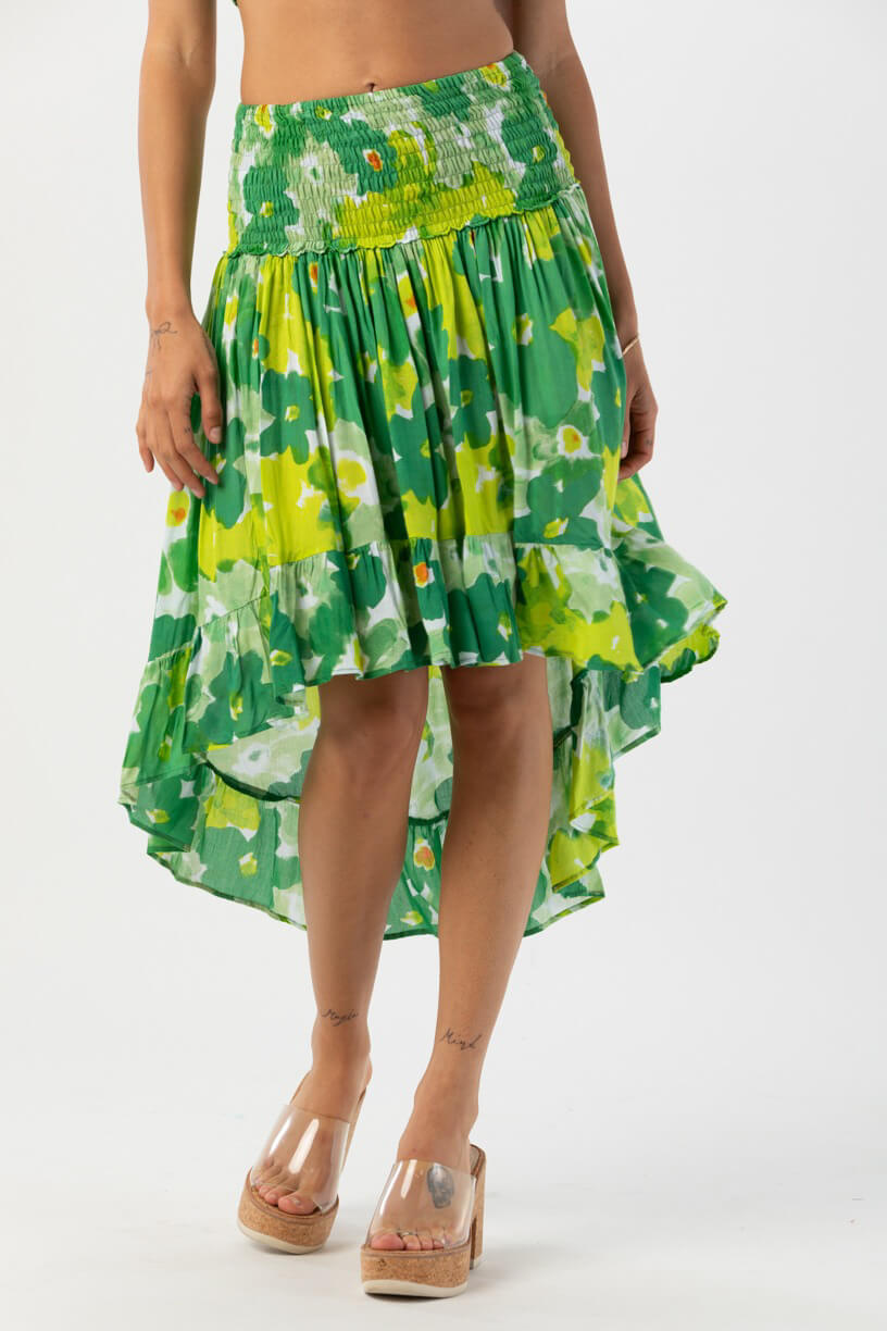 Tiare Hawaii Marina skirt in watercolor dreams green
