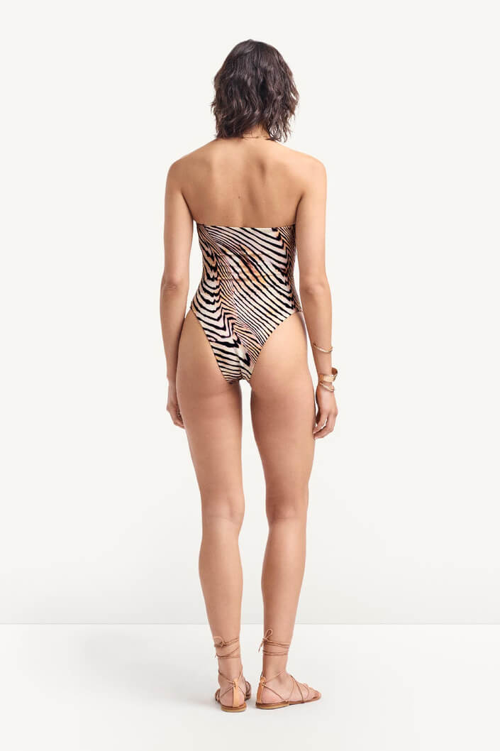 Vitamin A Bandeau One Piece in shell stripe