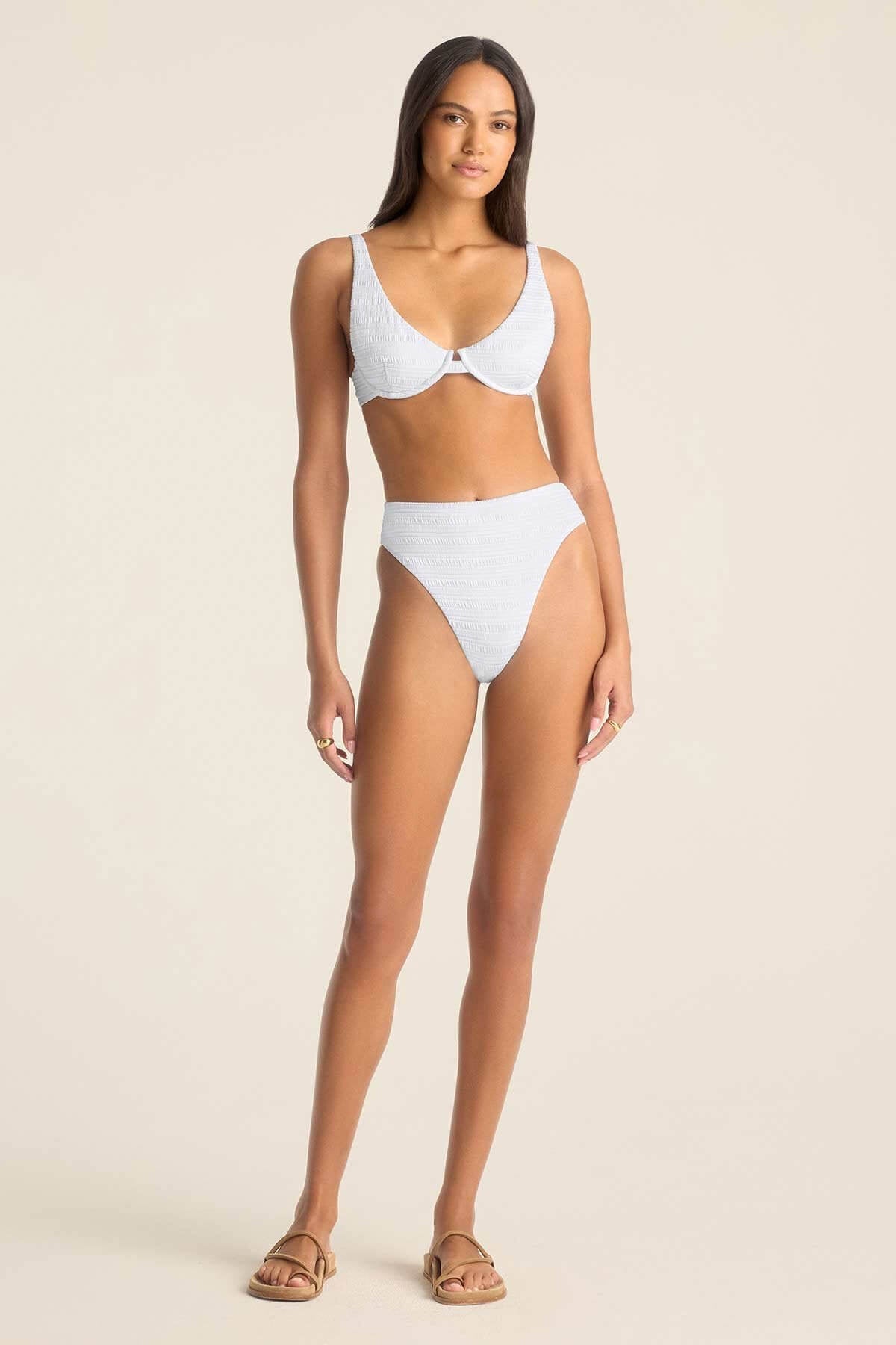 Vitamin A Barcelona bottom in white seersucker stripe