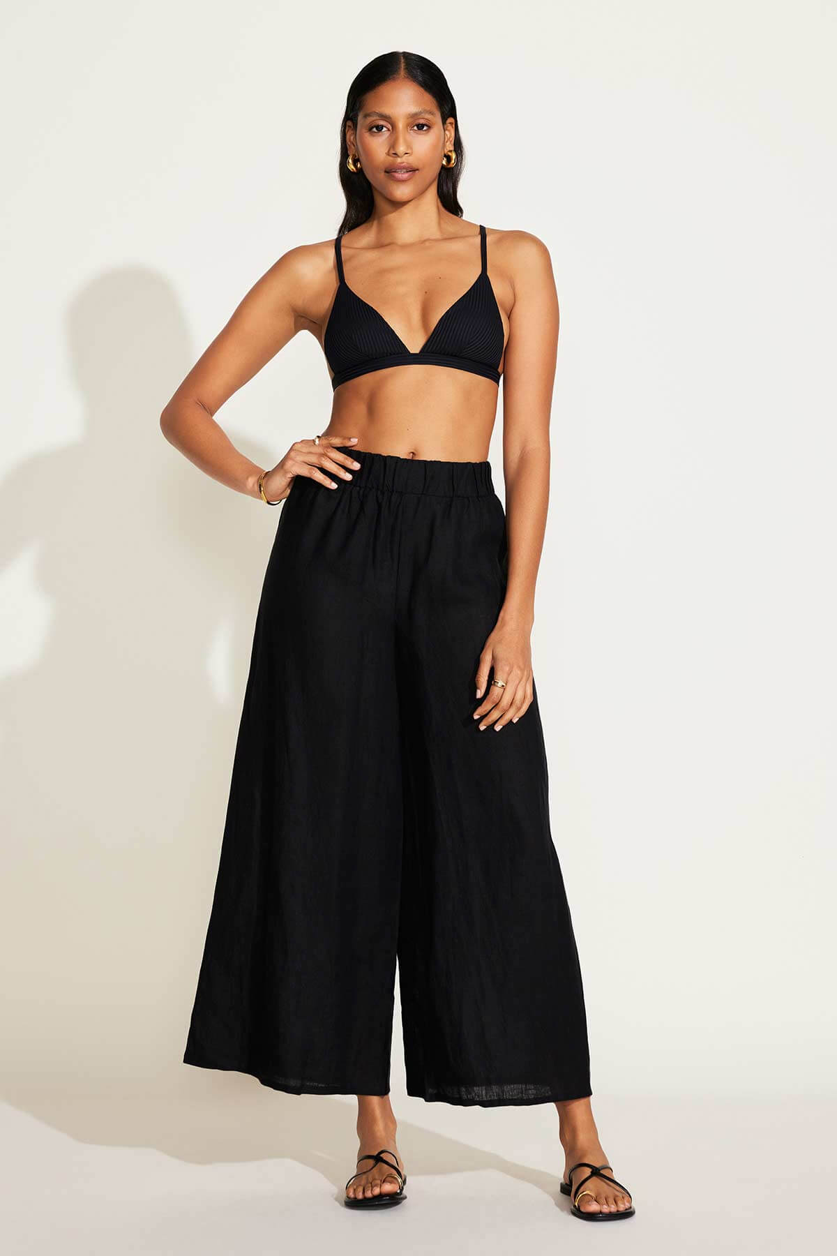 Vitamin A tallows wide leg pant in black