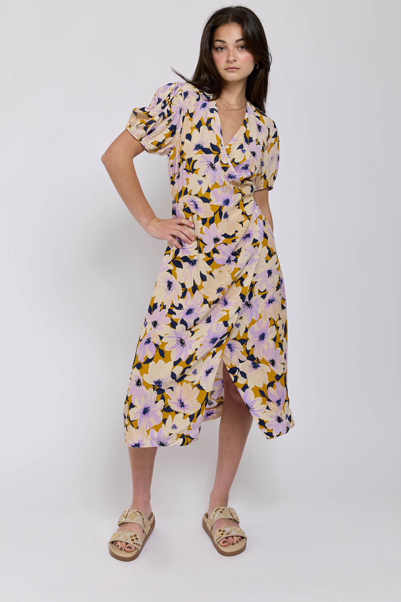 Womens wrap midi dress