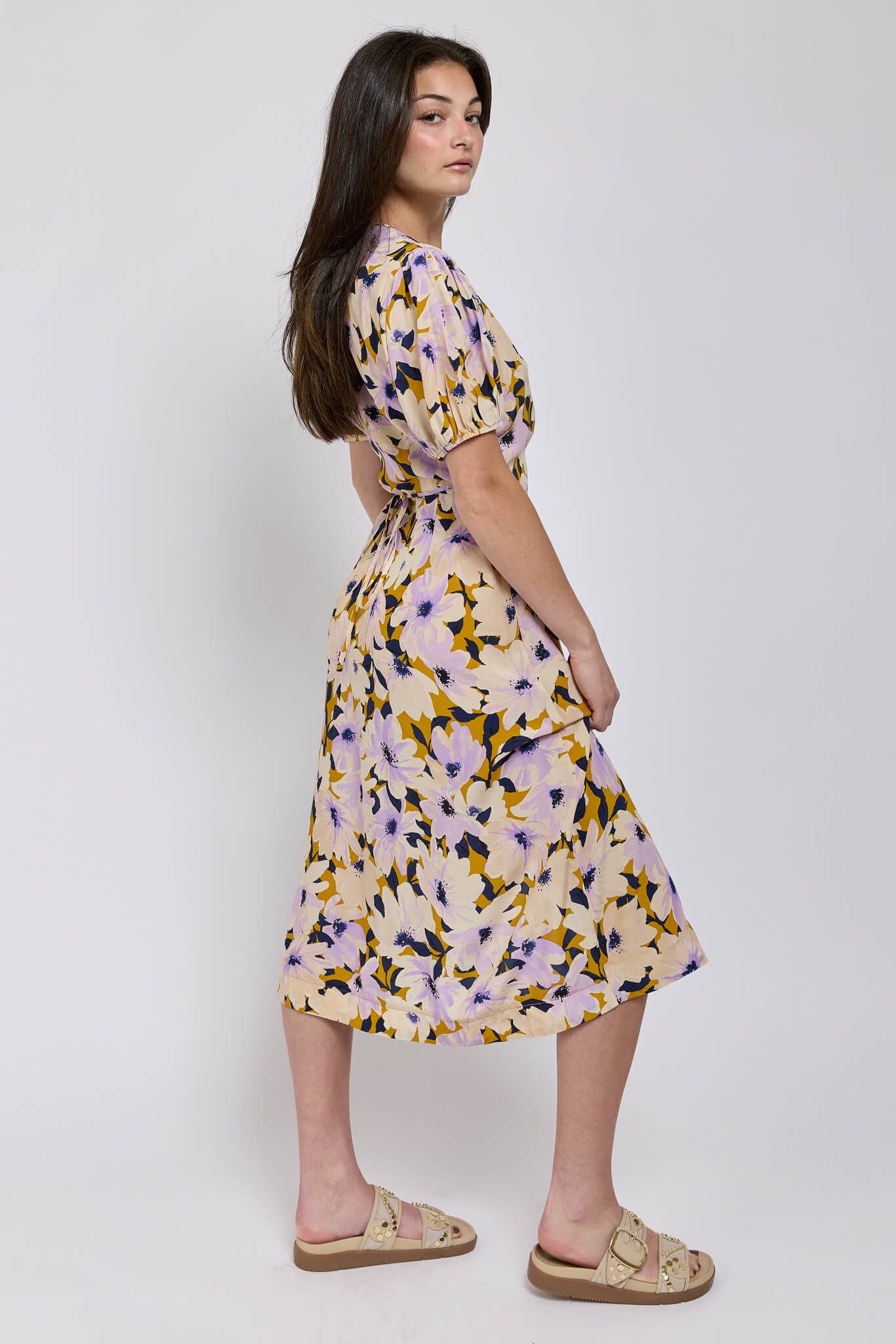 Womens wrap back tie floral dress