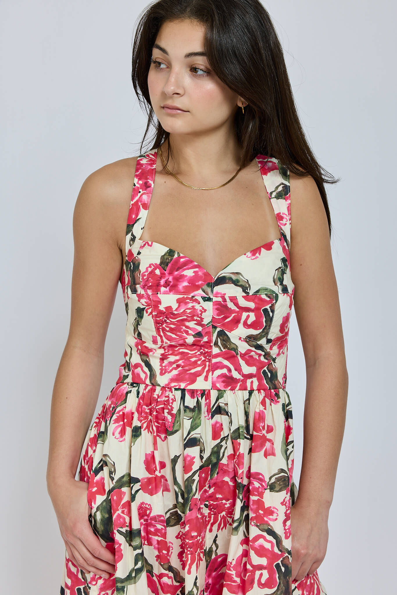 Womens flattering sweetheart neckline midi dress with wide straps