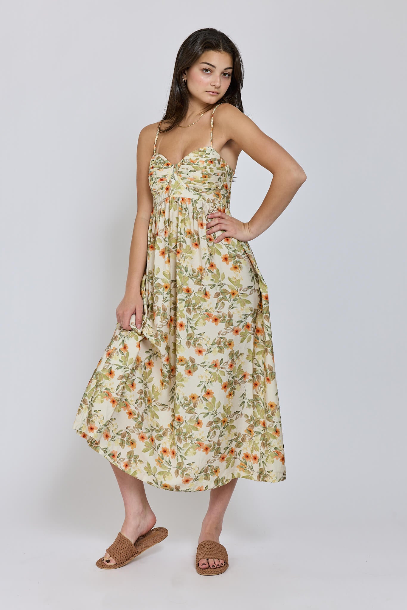 Womens lightweight floral midi dress