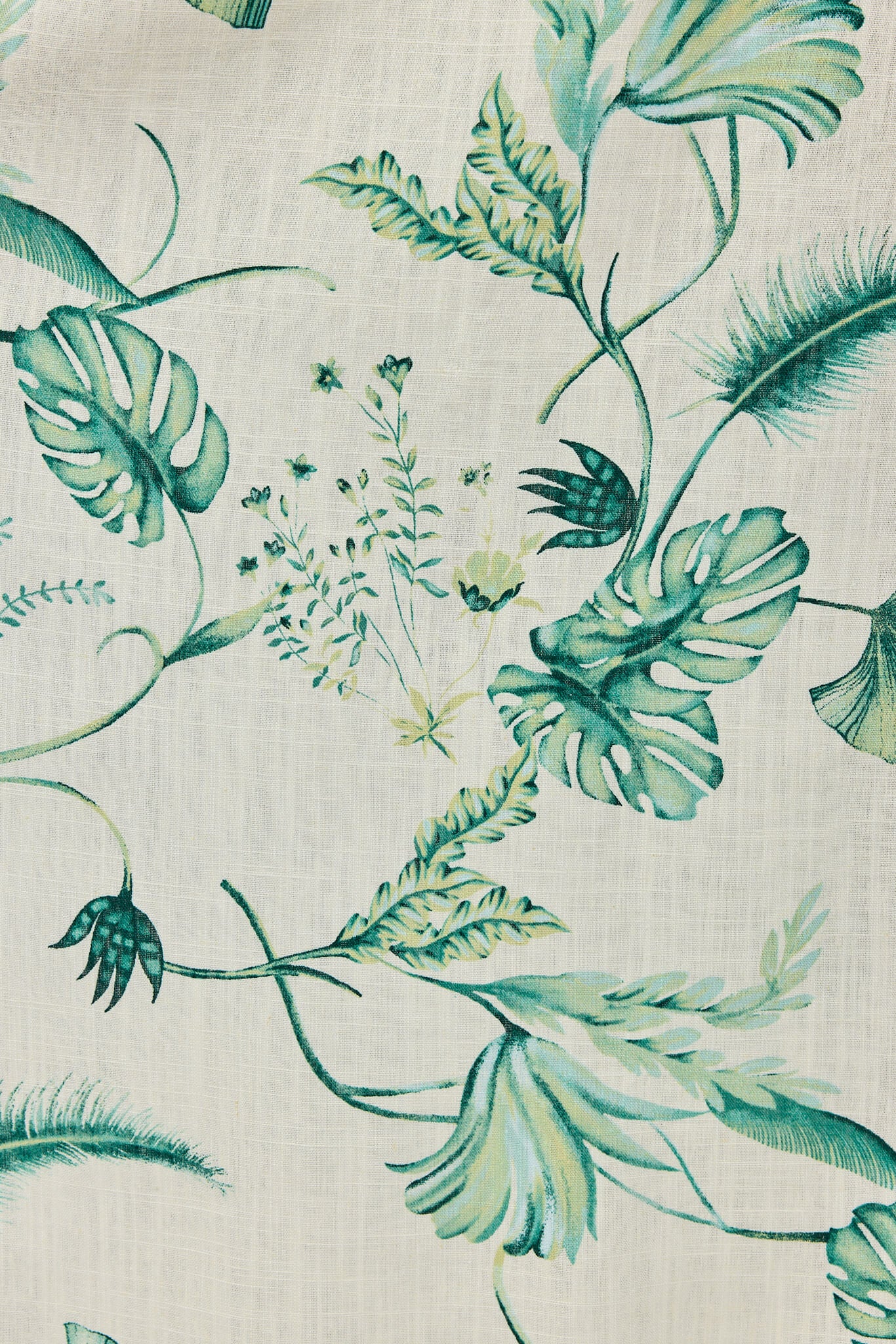 Womens linen greenery leaf print dress