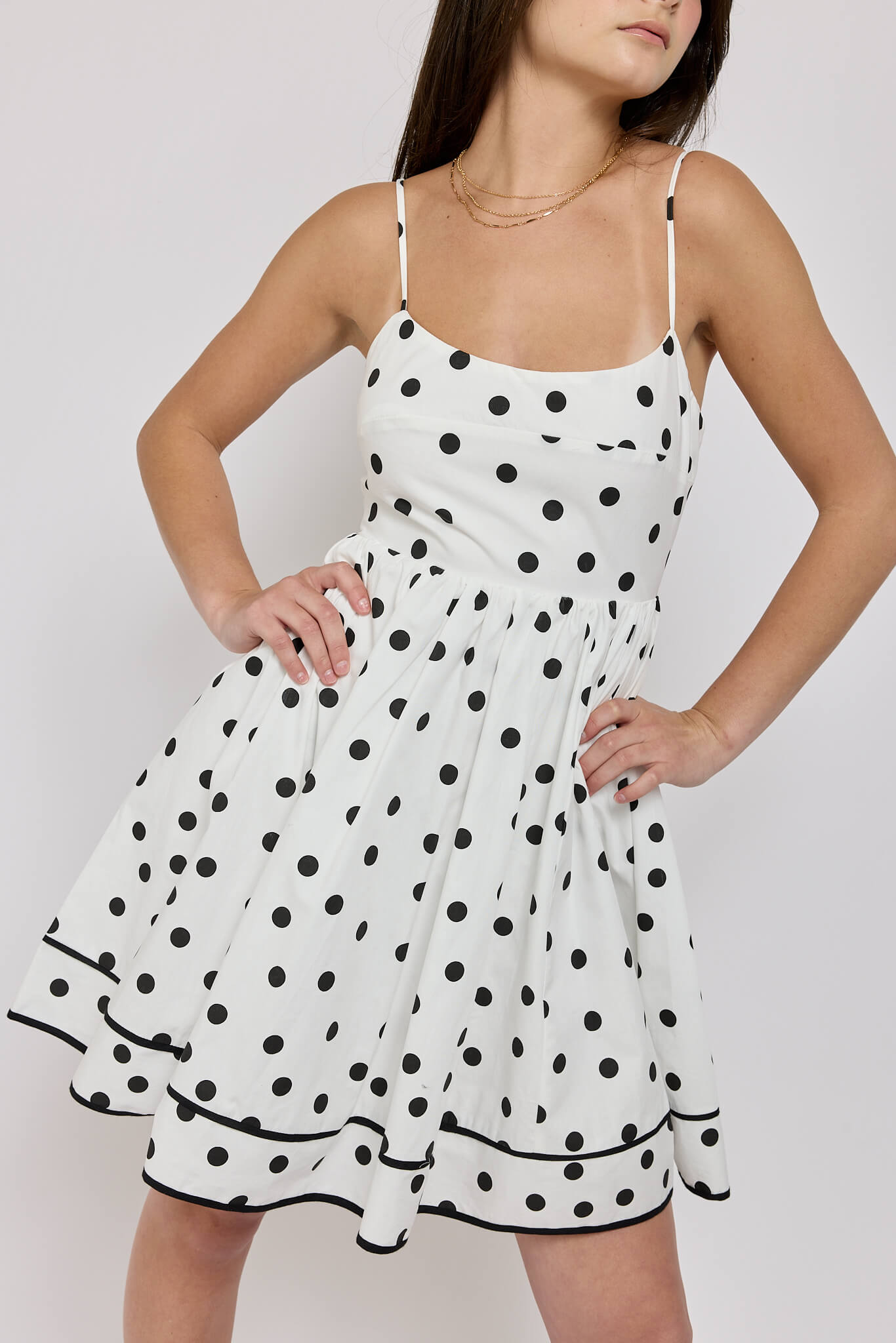 Womens Flowy black and white polka dot dress