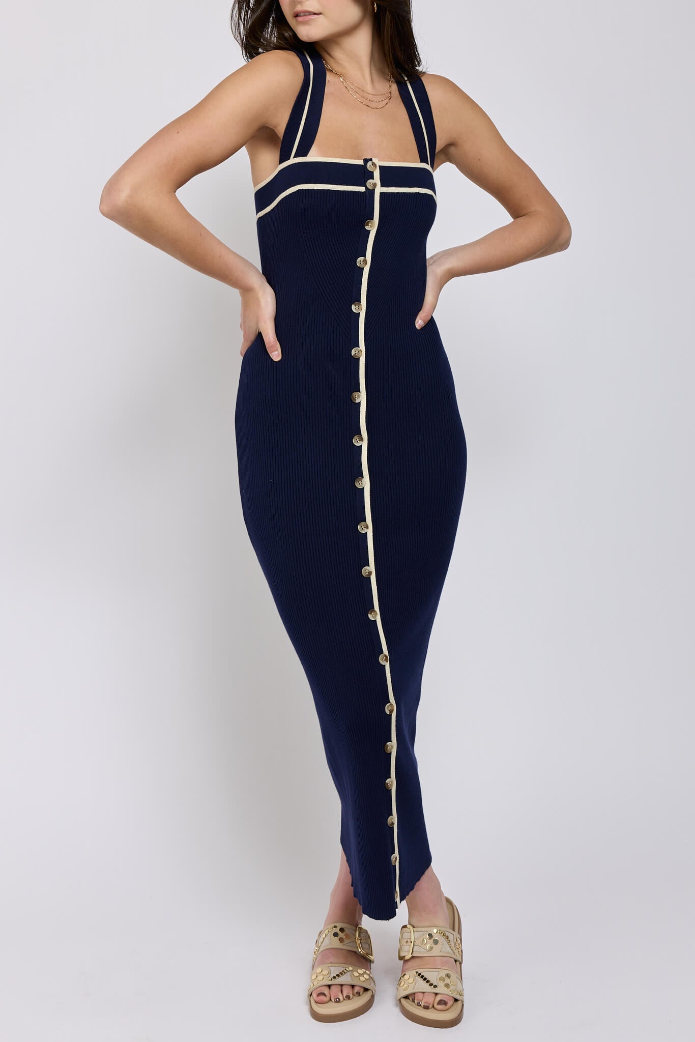 Womens square neck knit dress