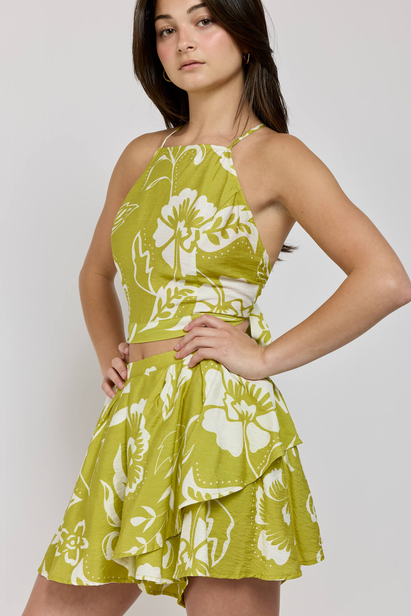 Womens tropical print two piece set