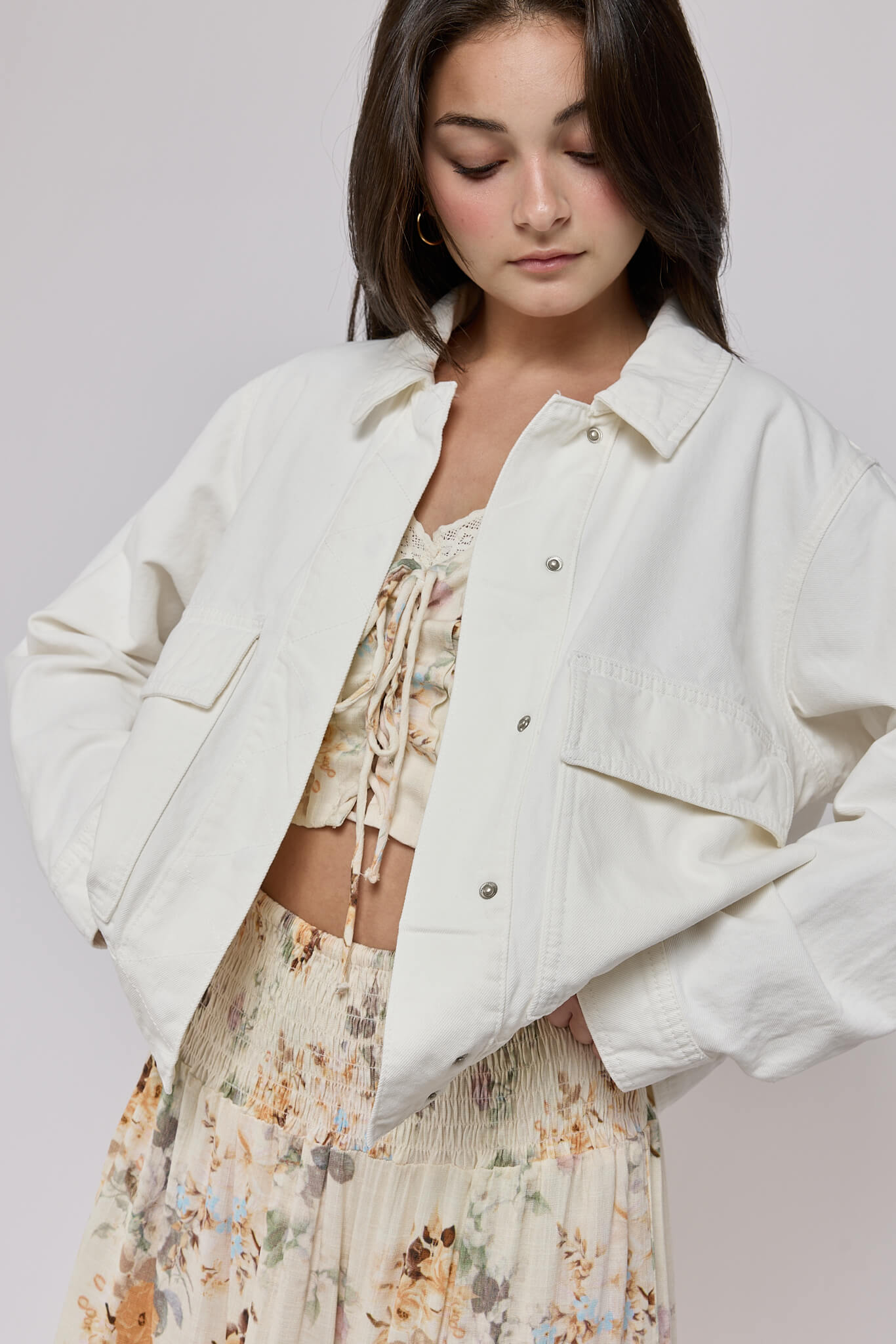 Womens cropped denim jacket