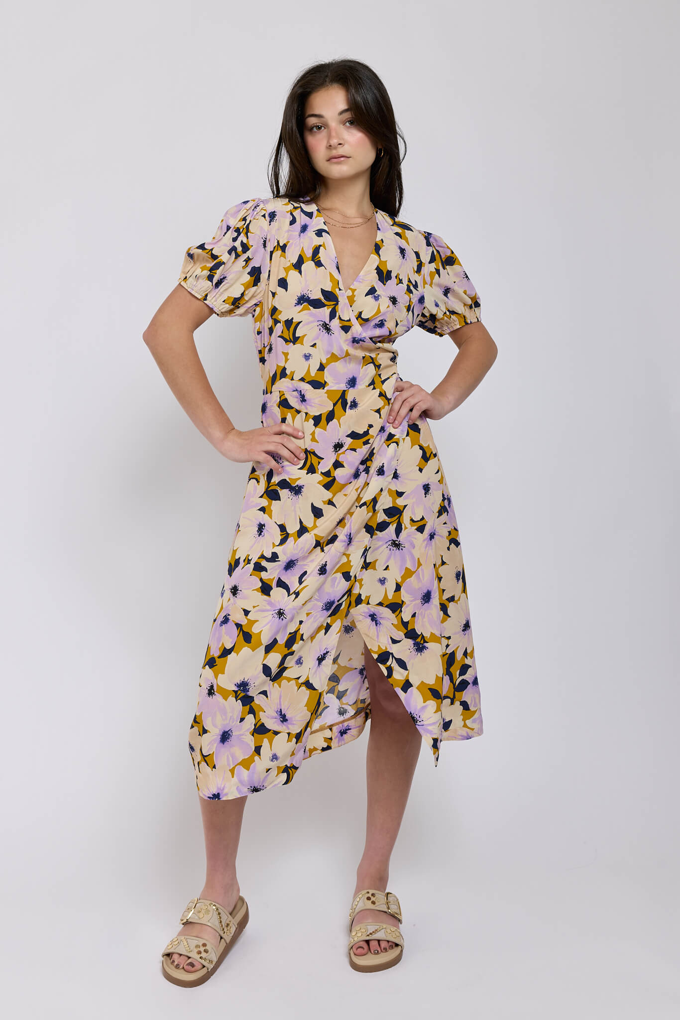 Womens floral printed wrap dress