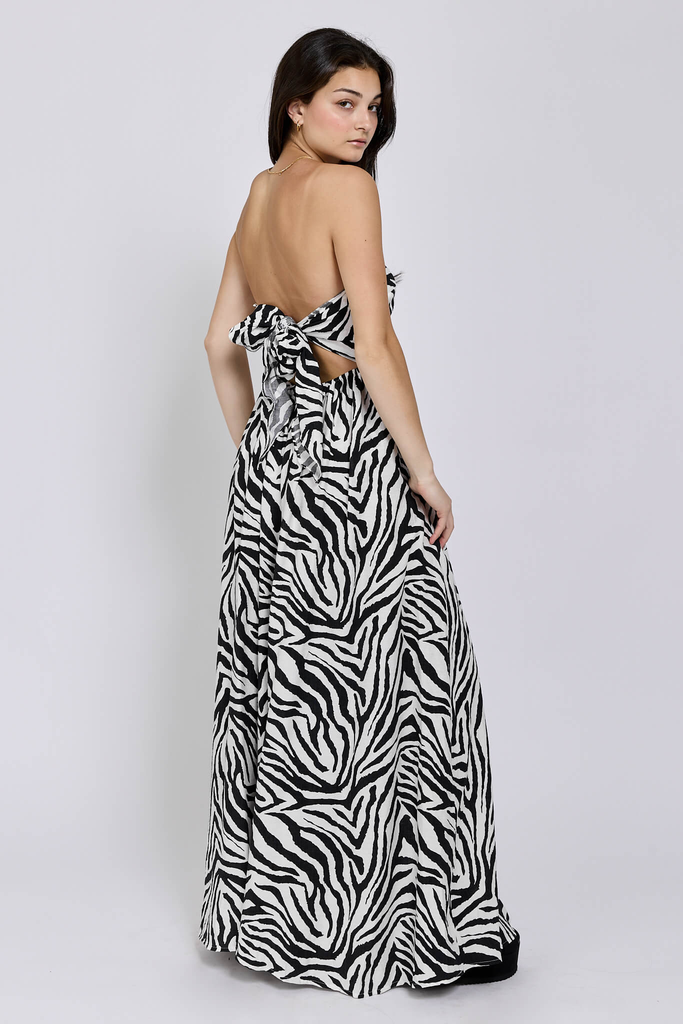 Womens strapless with back tie jumpsuit