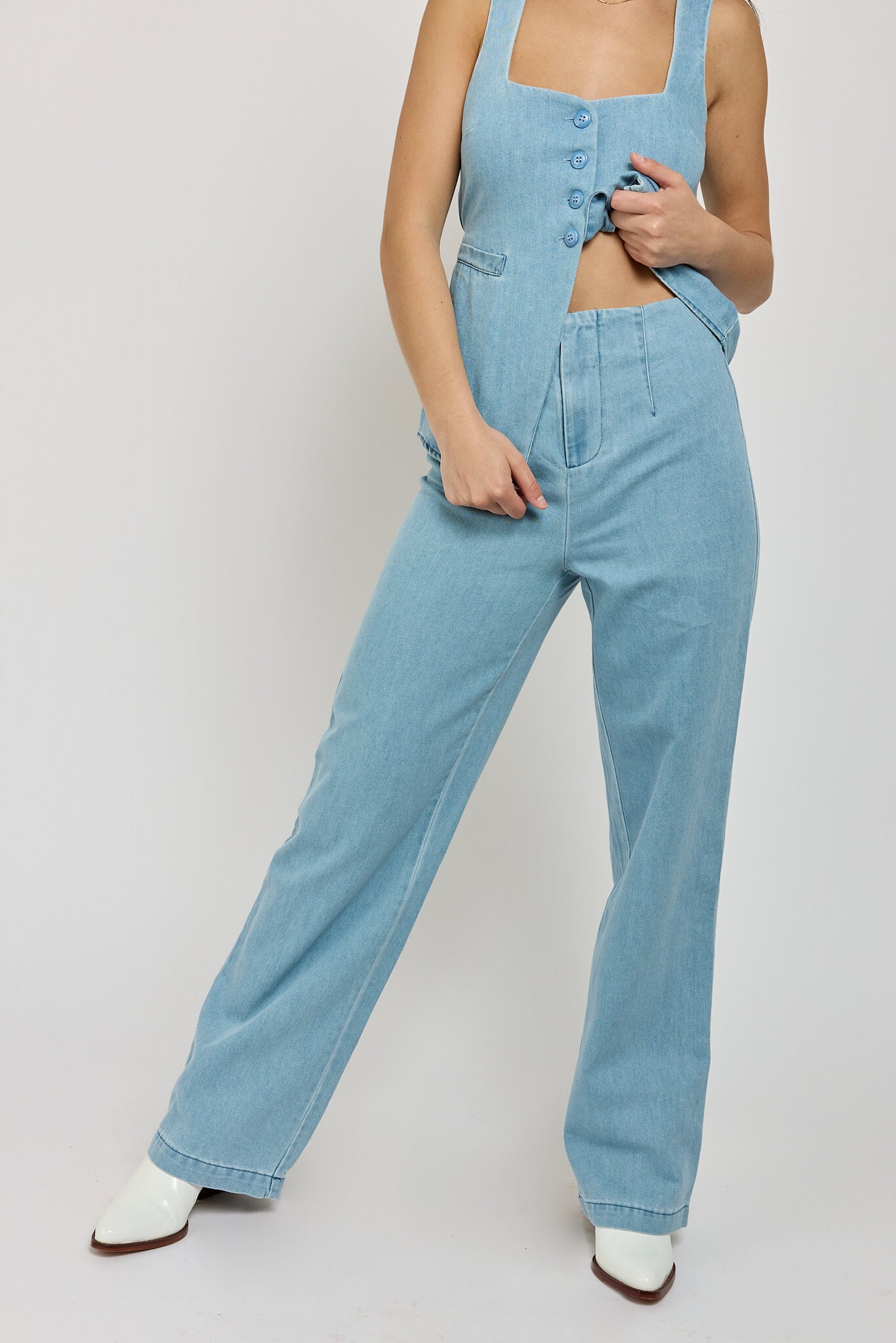 Womens denim straight leg pant