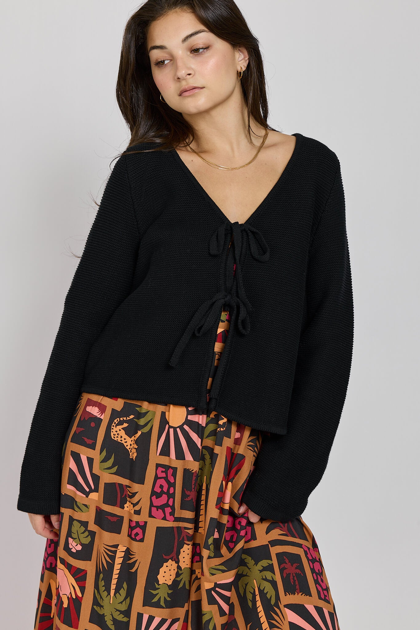 Womens black thick knit cardigan