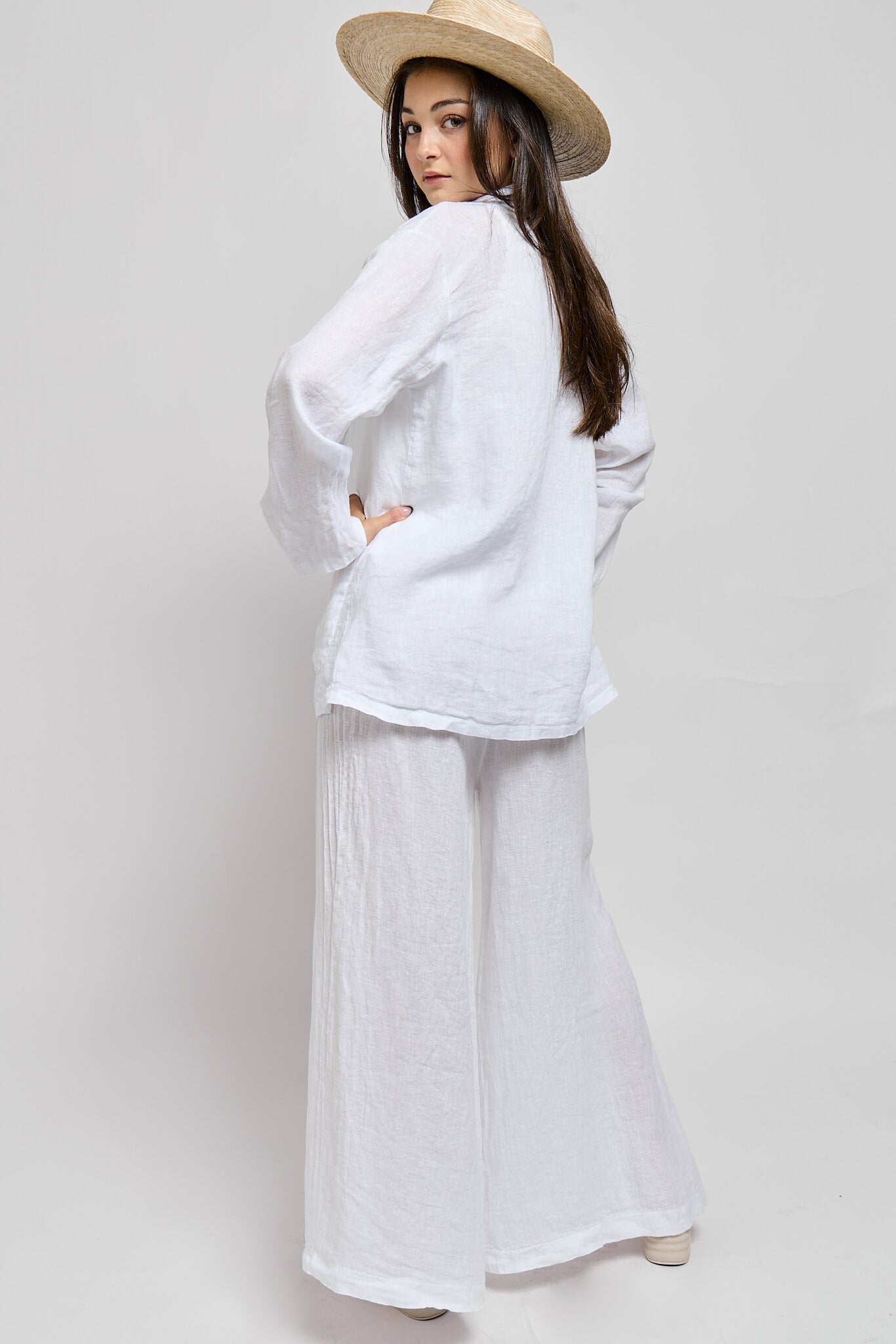 Womens white italian linen blazer