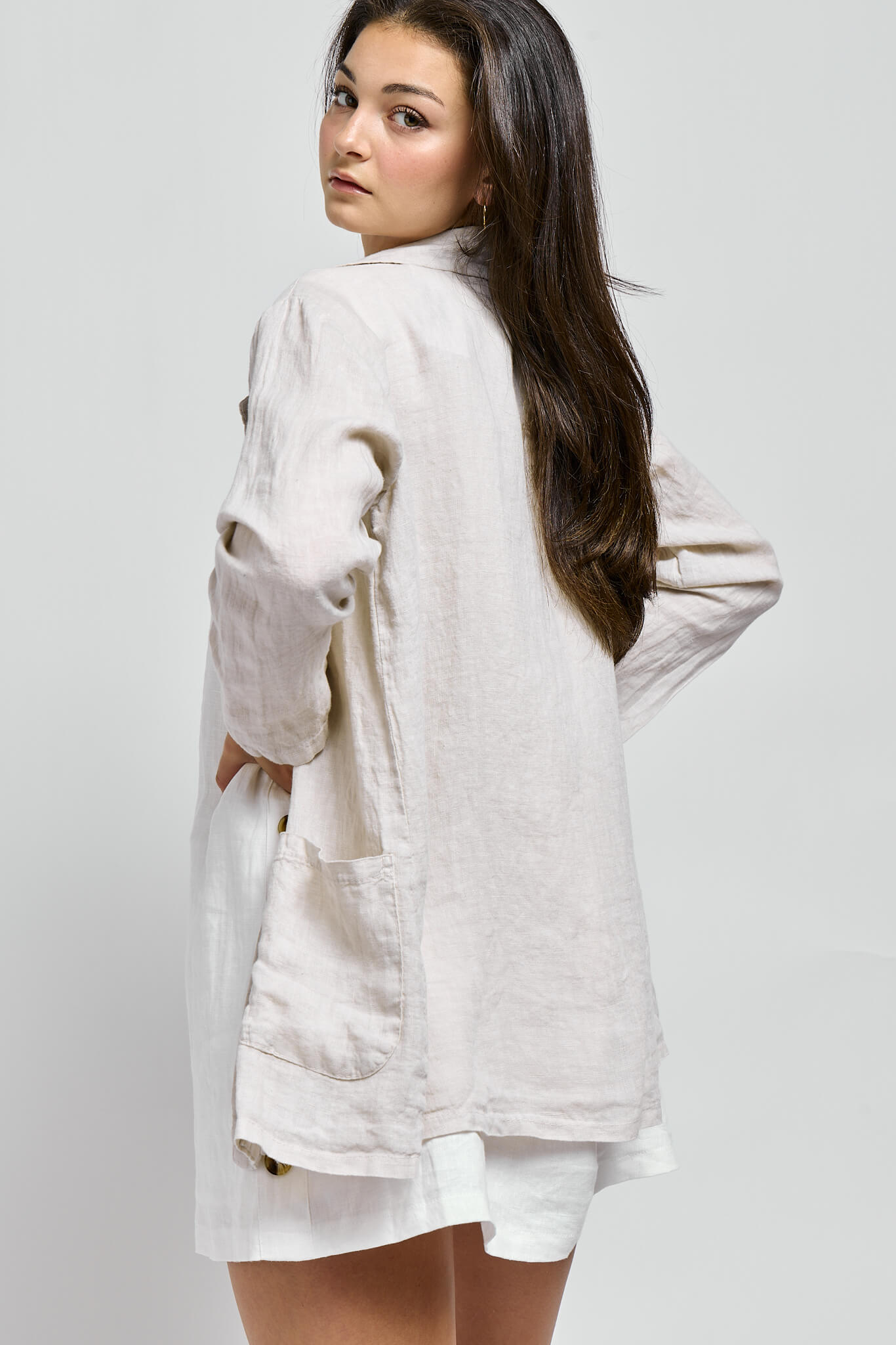 Womens italian linen light weight beige blazer