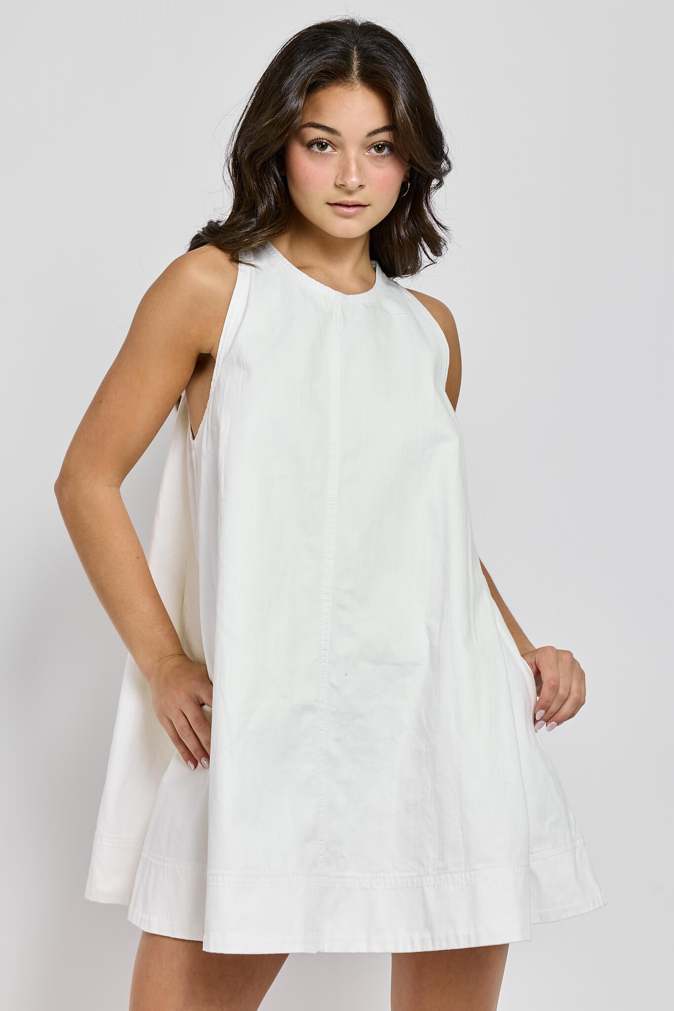 Womens short flowy a-line cotton dress