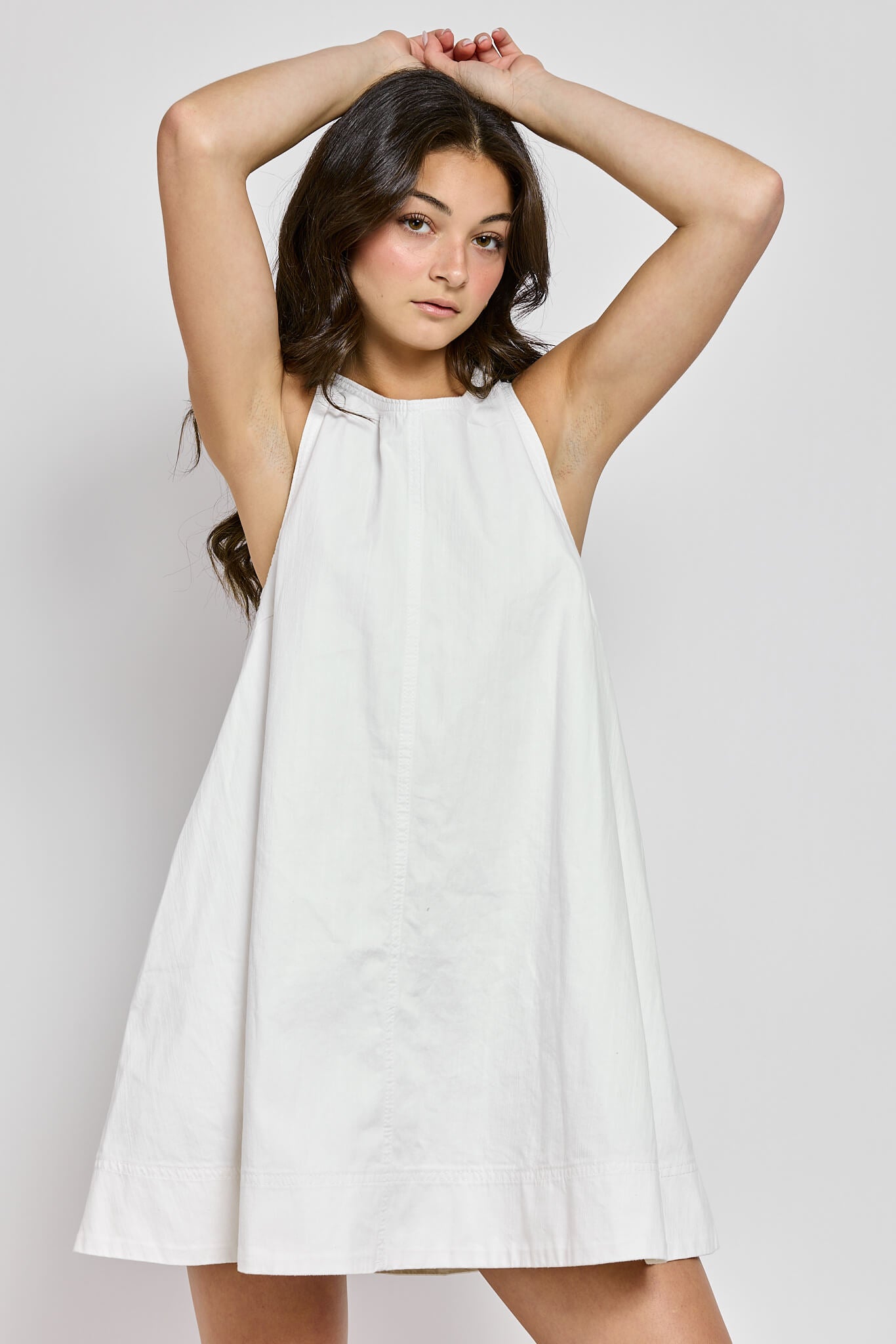 Womens white 100% cotton mini dress