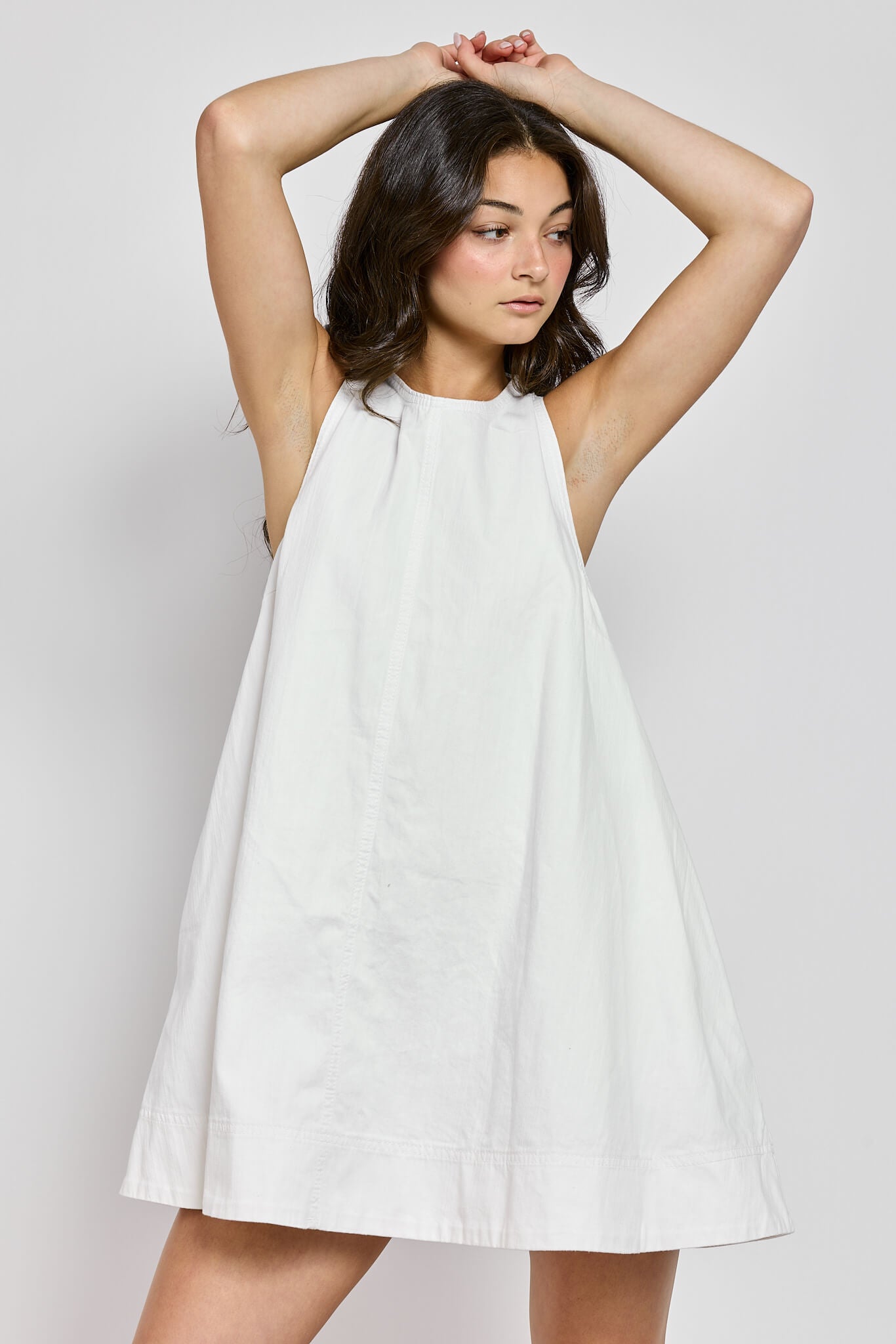 Womens 100% cotton sleeveless A-line mini dress