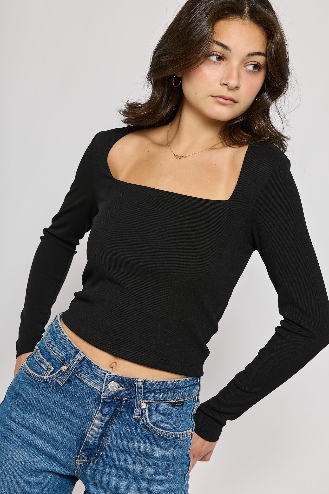 Womens ribbed long sleeve top