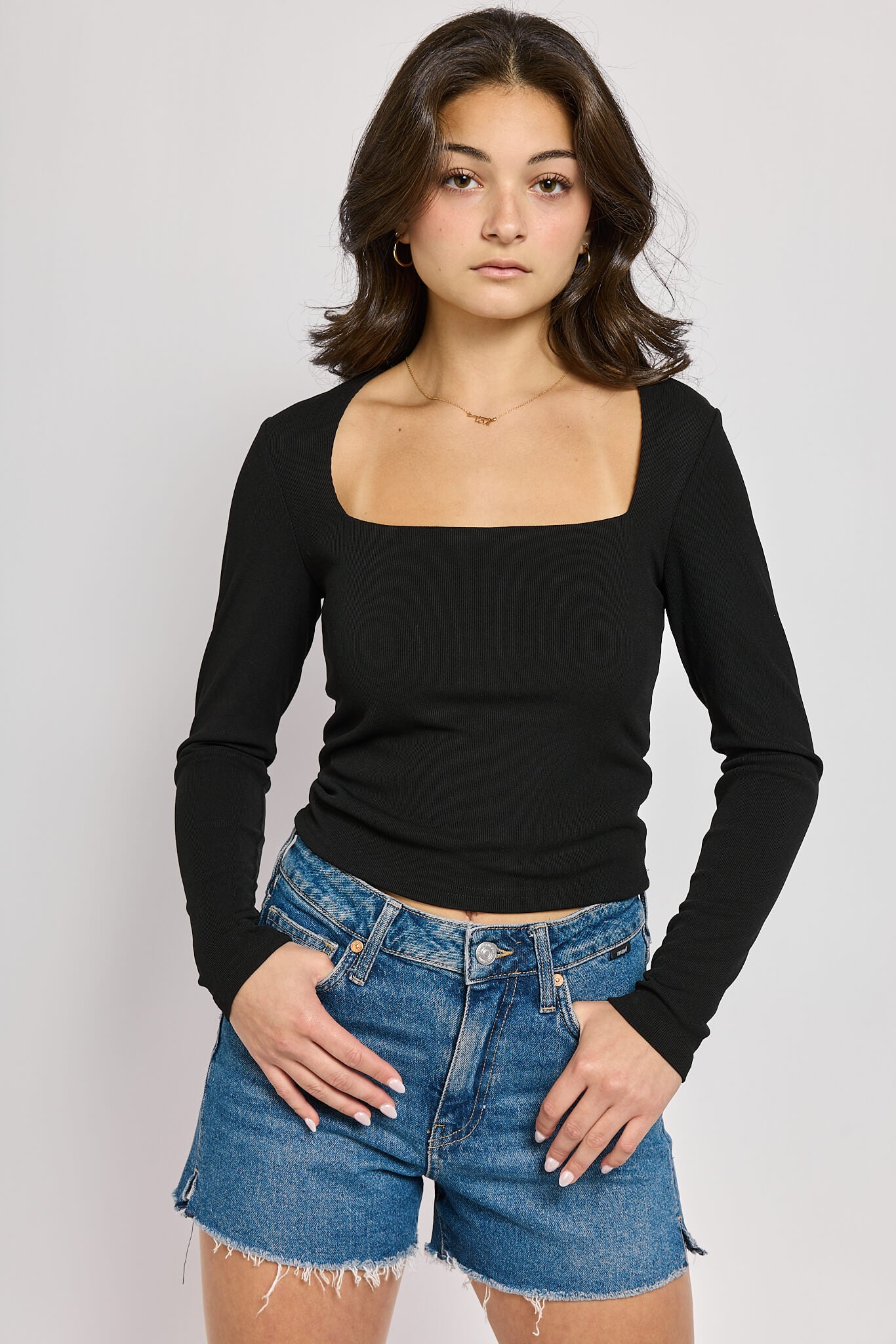 Womens square neck long sleeve top