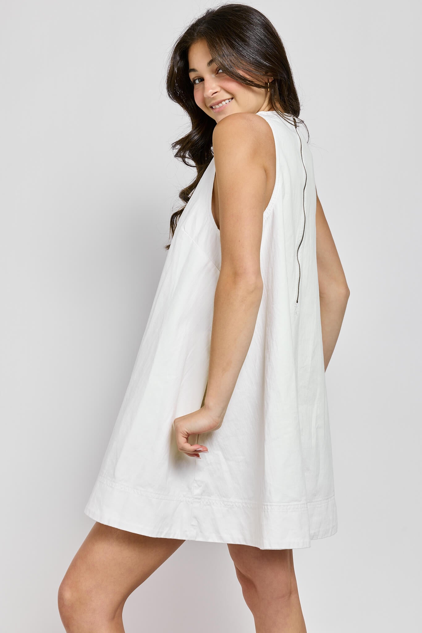 Womens cotton dress with back zipper