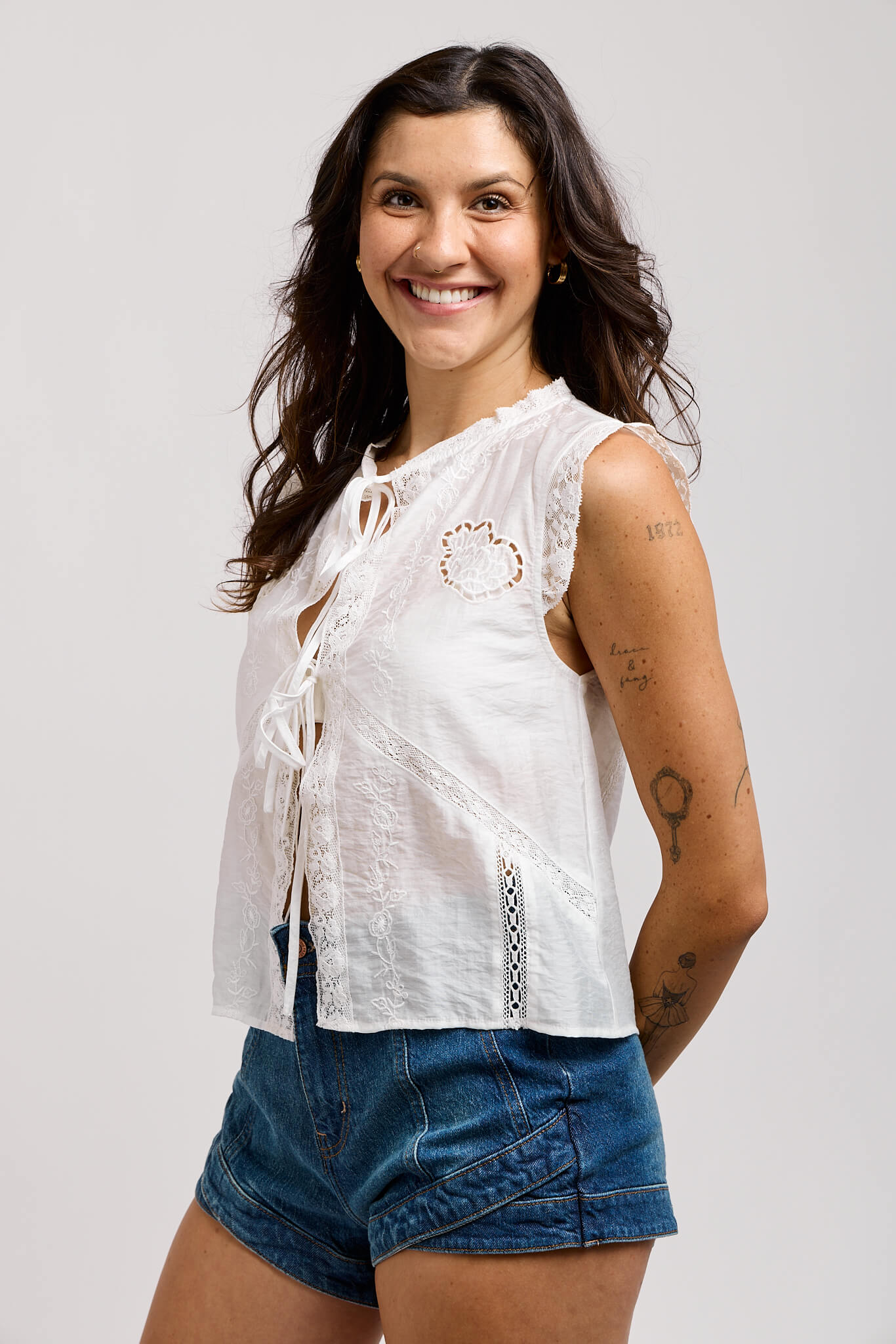 Womens sleeveless lace detail semi sheer top