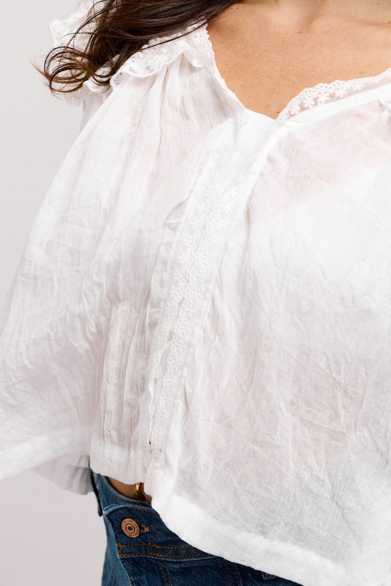 Womens white button up detail shirt