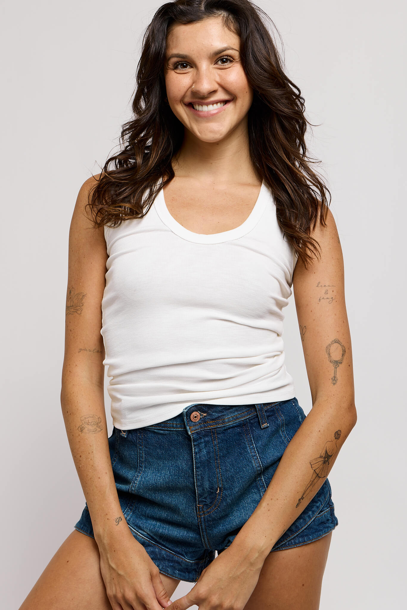 Womens white scoop neck tank