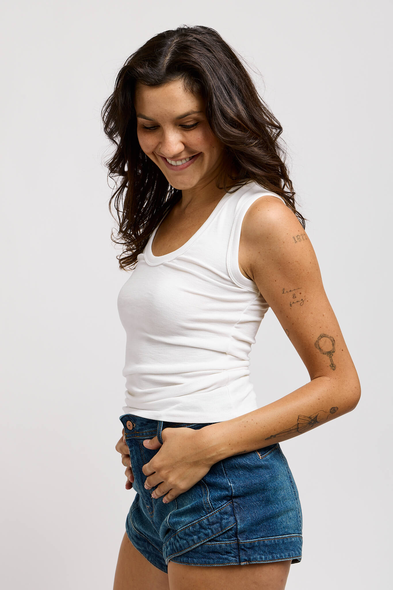 Womens wide strap ribbed stretchy soft tank