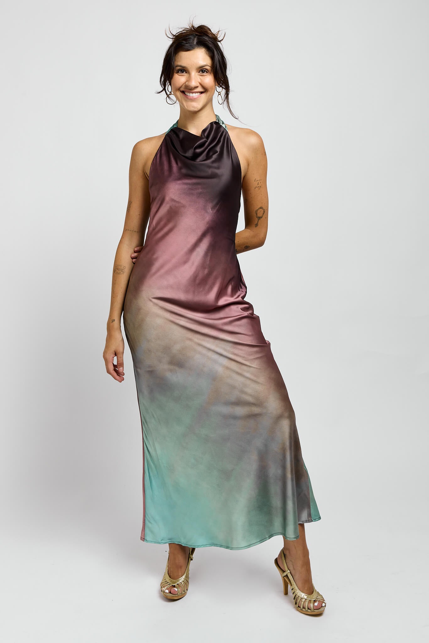 Womens party ombre silk type maxi dress
