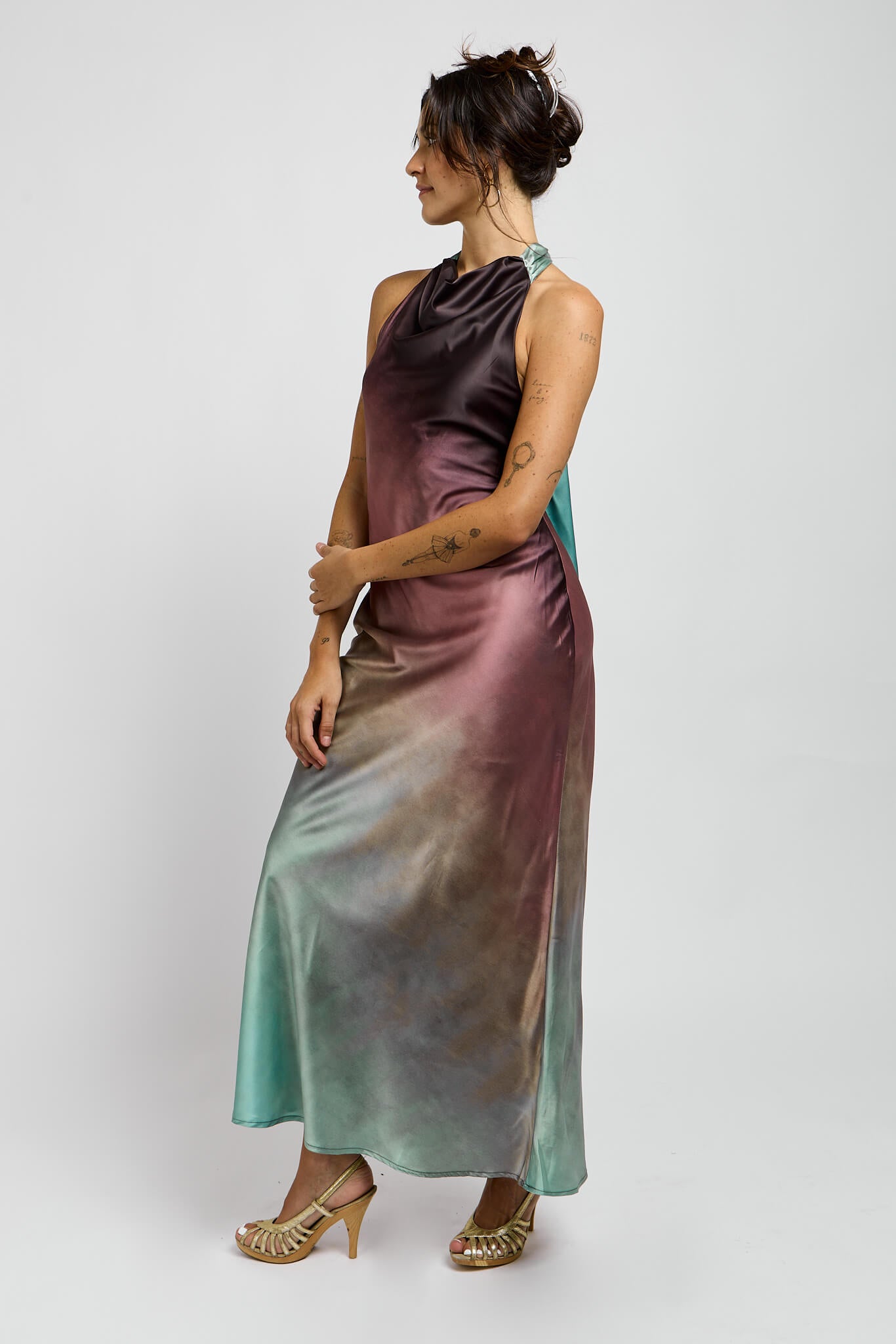 Womens silky maxi dress with ombre finish
