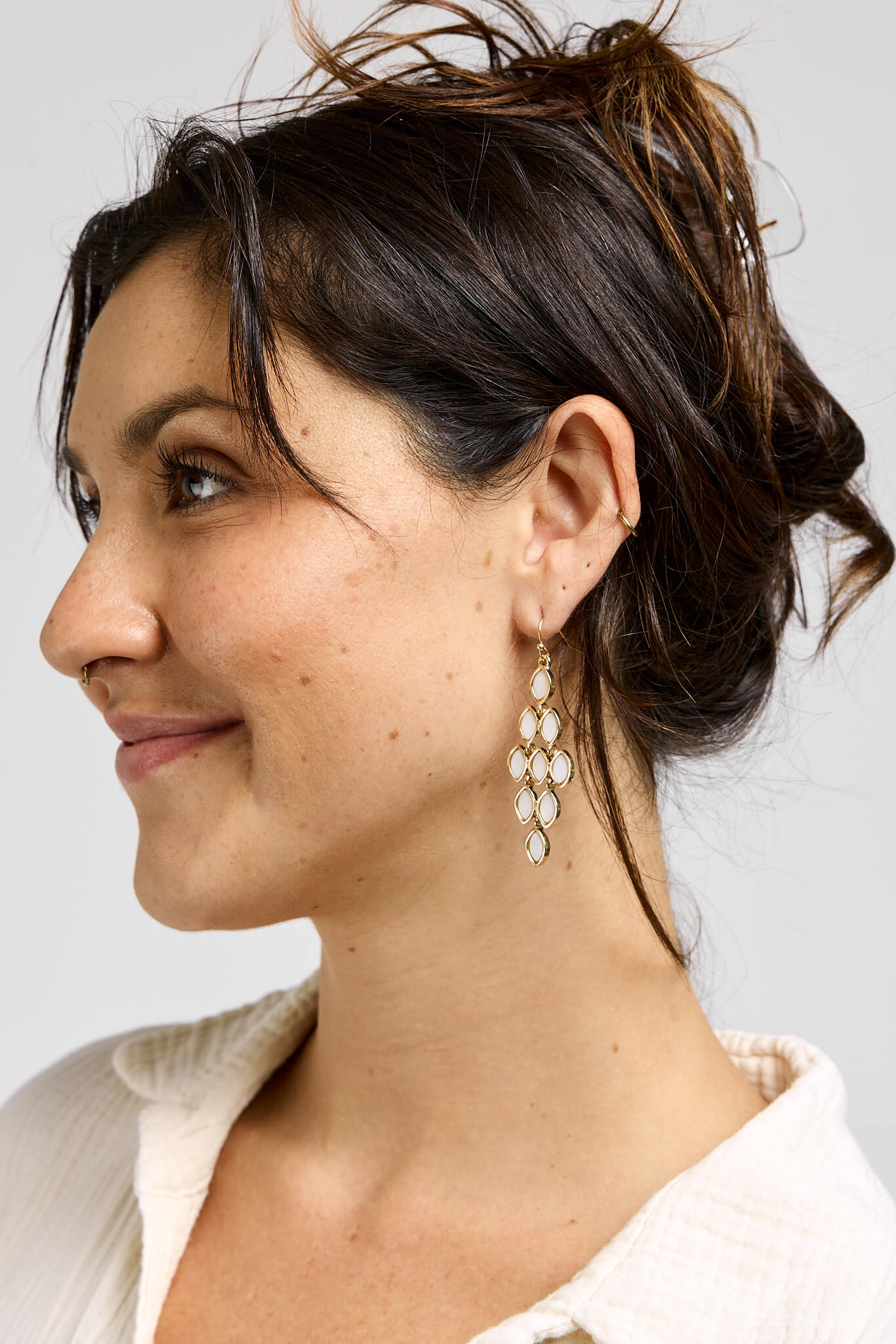 Womens white dangle earrings