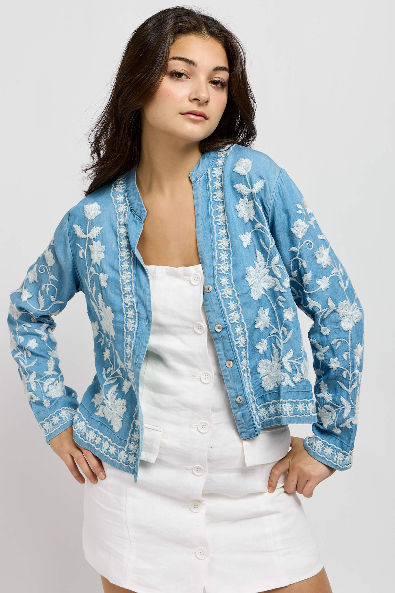 Womens embroidered jean jacket