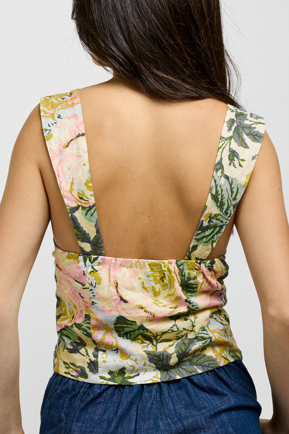 Womens floral crop top with adjustable straps